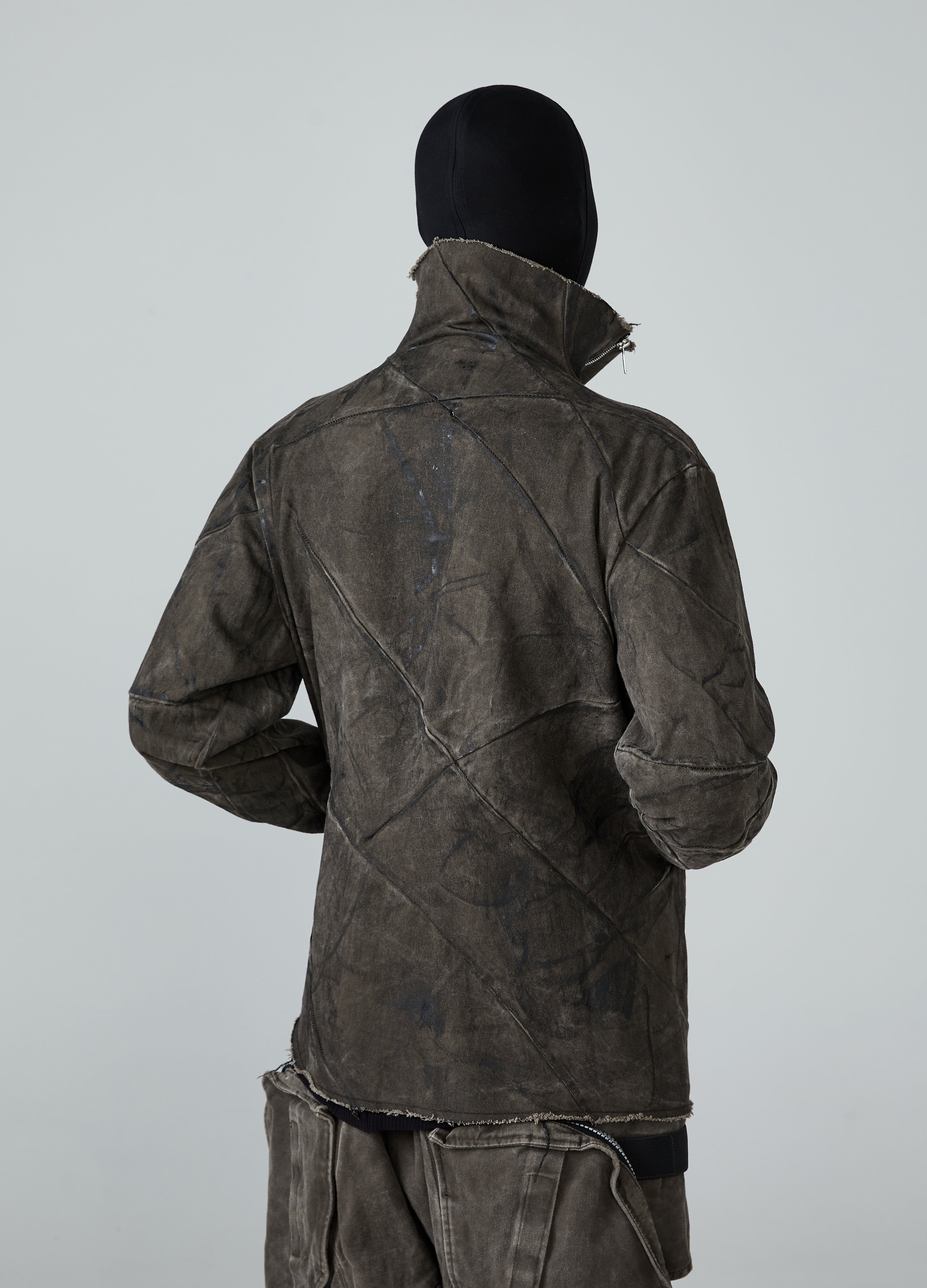 Giacca con cerniera diagonale Wasteland invecchiata