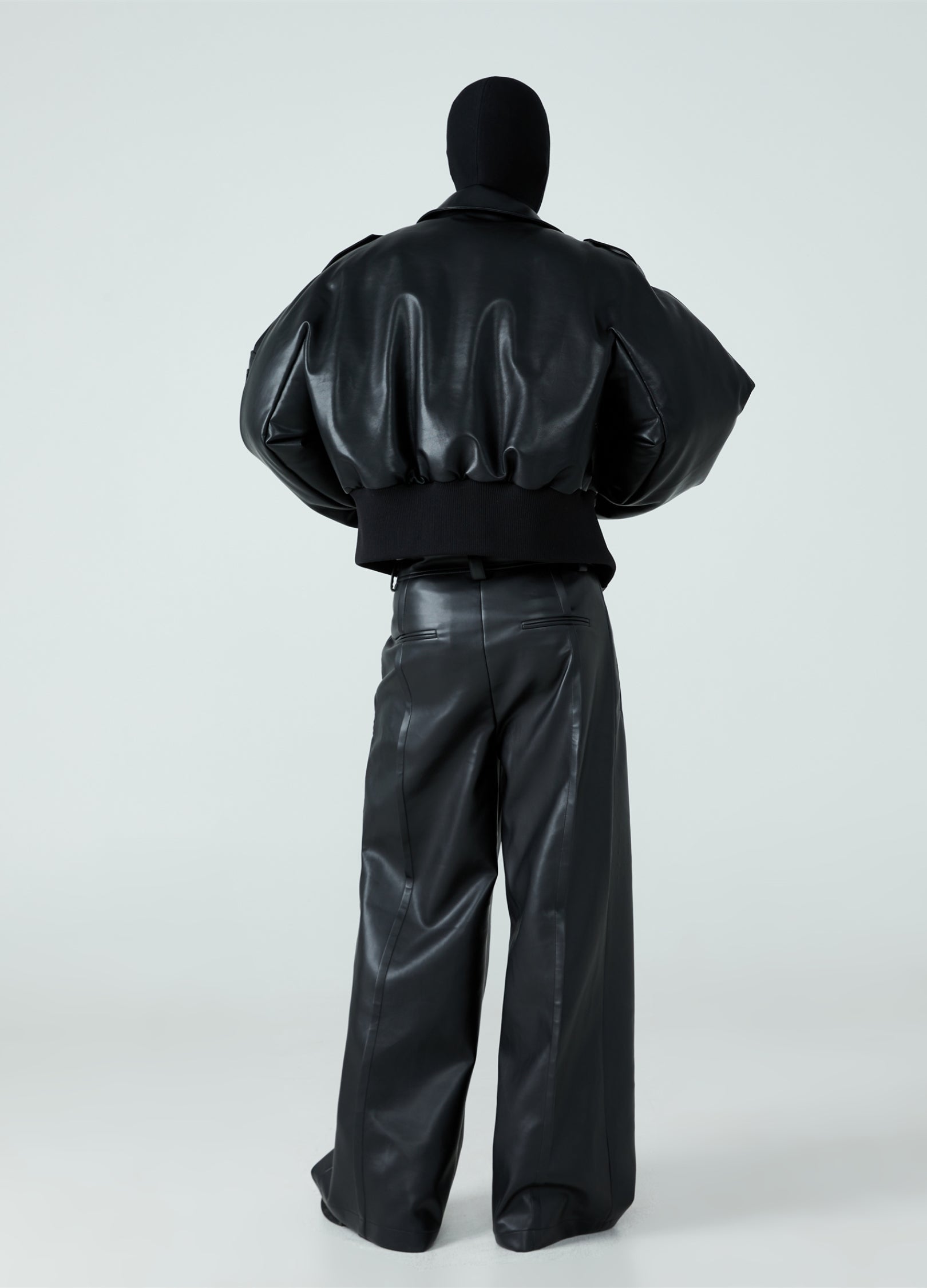 Pantaloni in pelle PU a vita alta 23FW