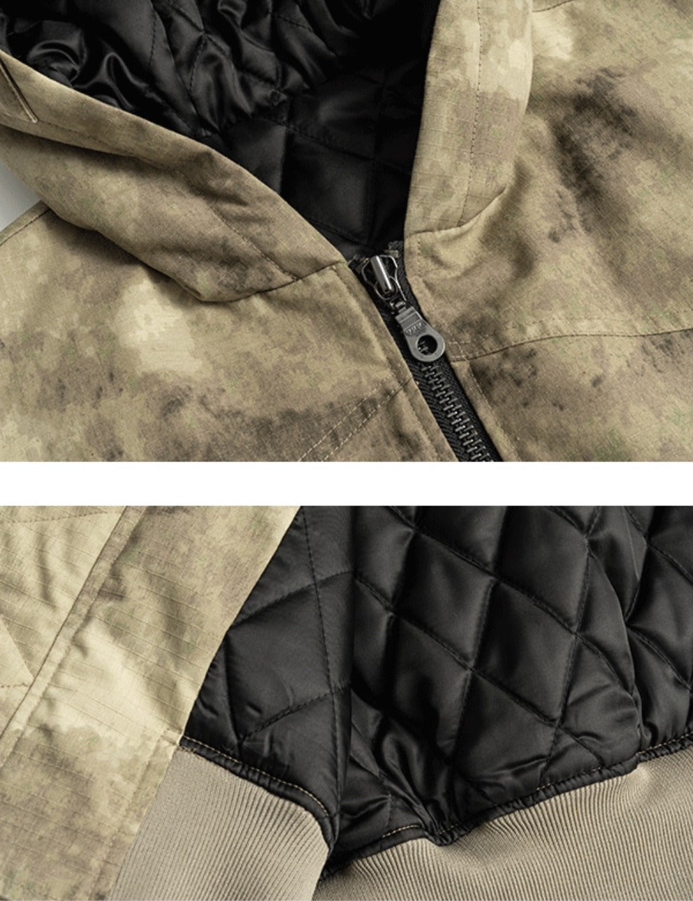 Felpa con cappuccio e cerniera mimetica 22FW