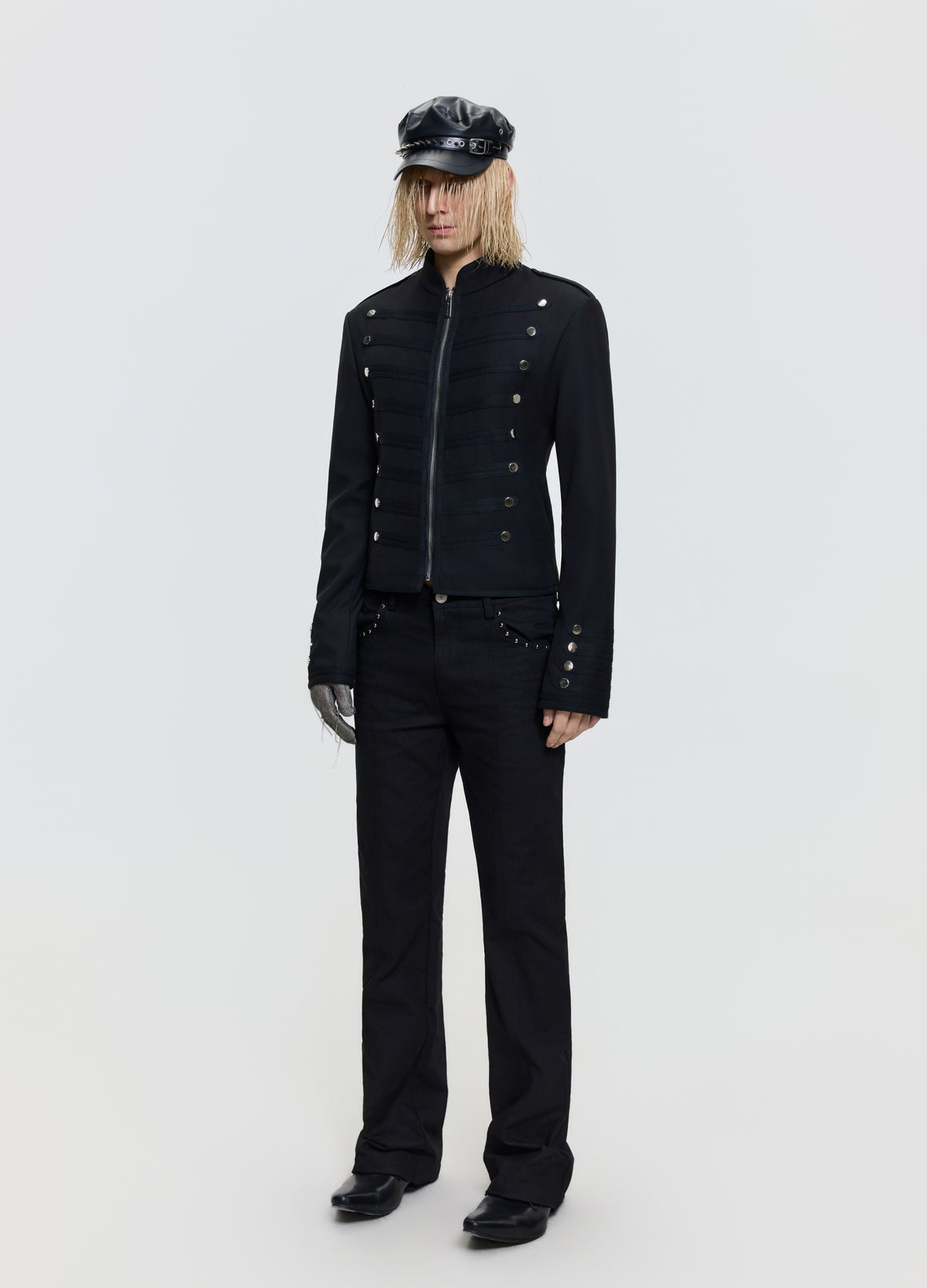 FRKM SCD 26FW Napoleon slim black military jacket — product view 1