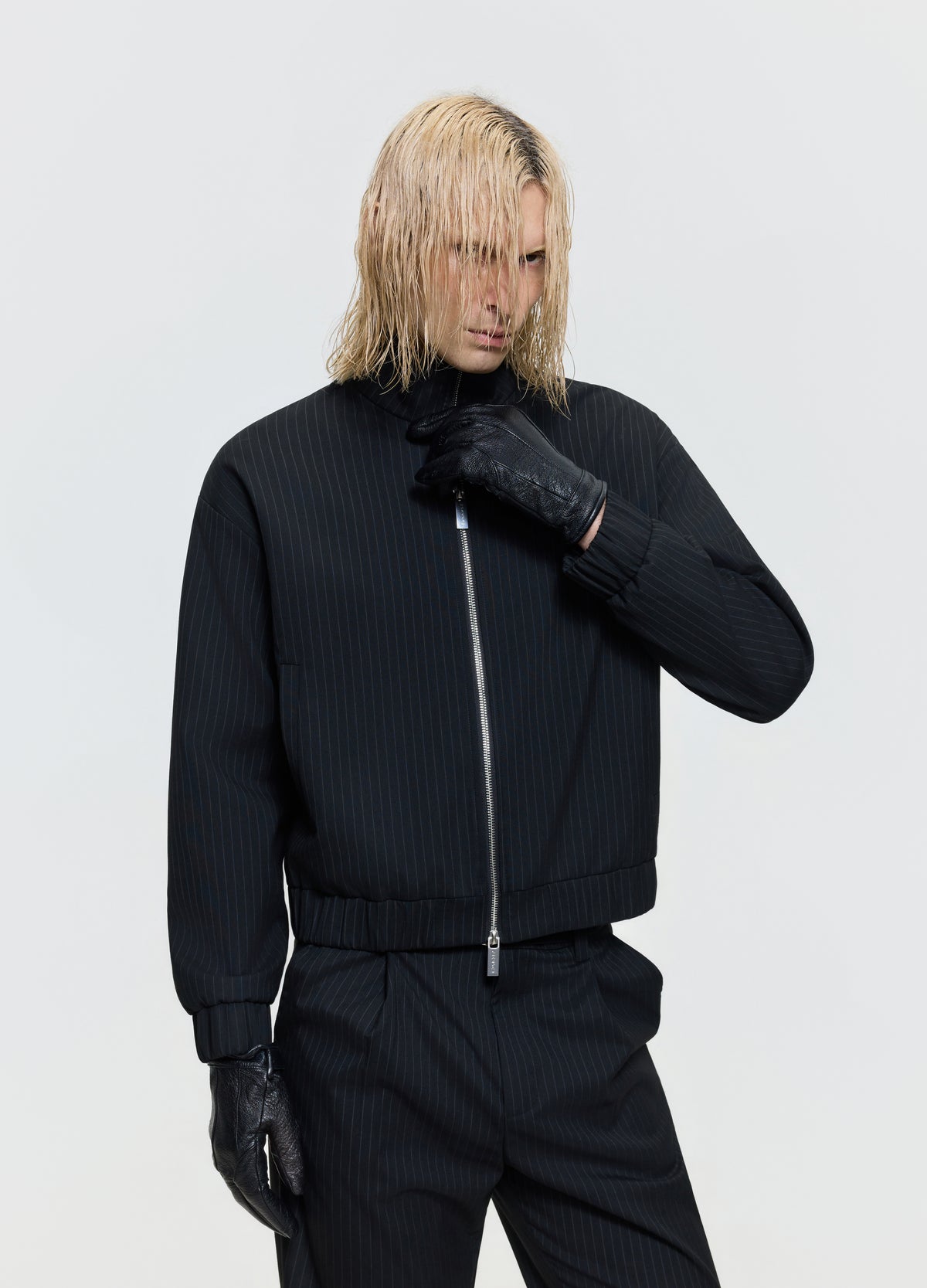 FRKM SCD 26FW black stripe Harrington zip jacket — product view 7