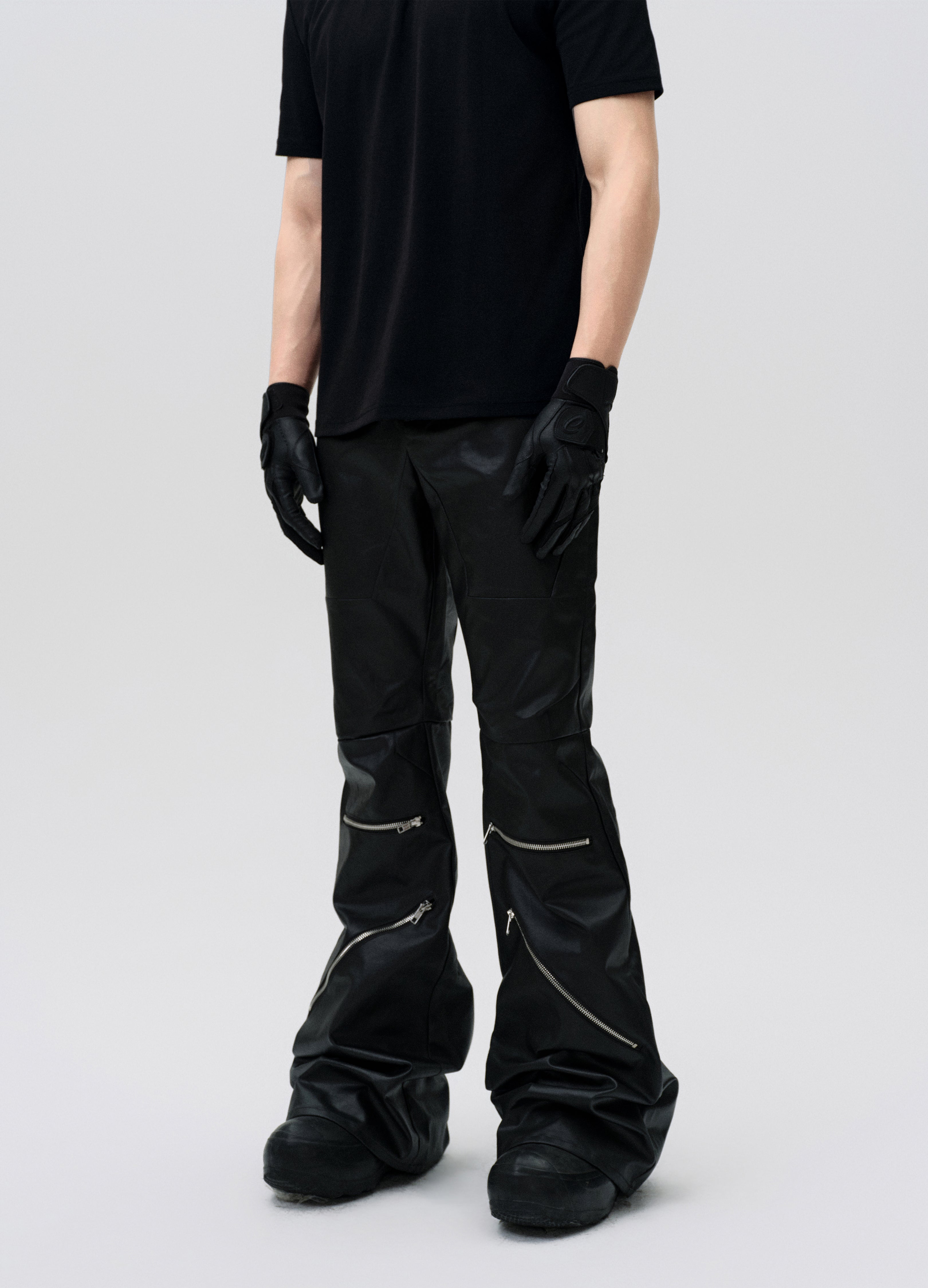 25SS WAXED ZIP DECONSTRUCT PANTS