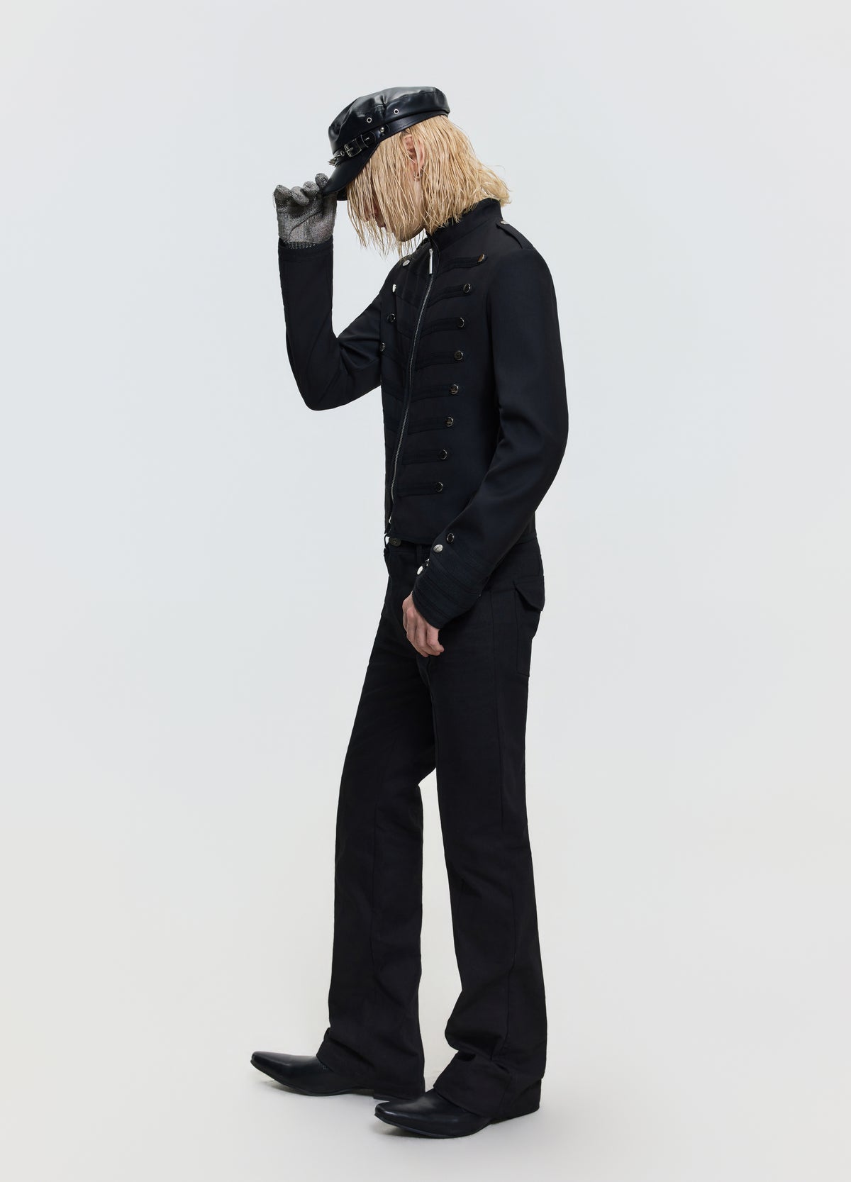FRKM SCD 26FW Napoleon slim black military jacket — product view 4