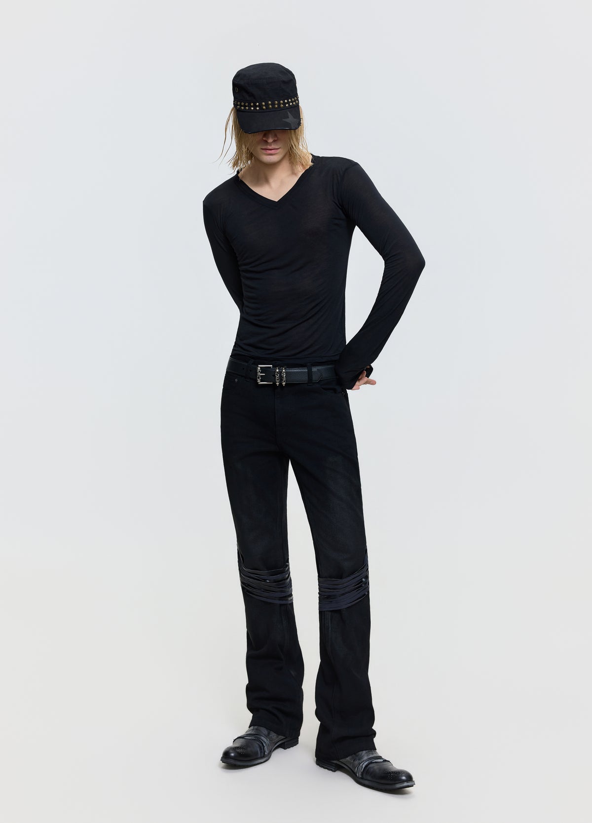 26FW SHEER V-NECK TEE