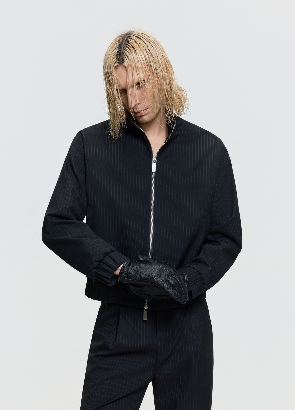 FRKM SCD 26FW black stripe Harrington zip jacket — product view 8