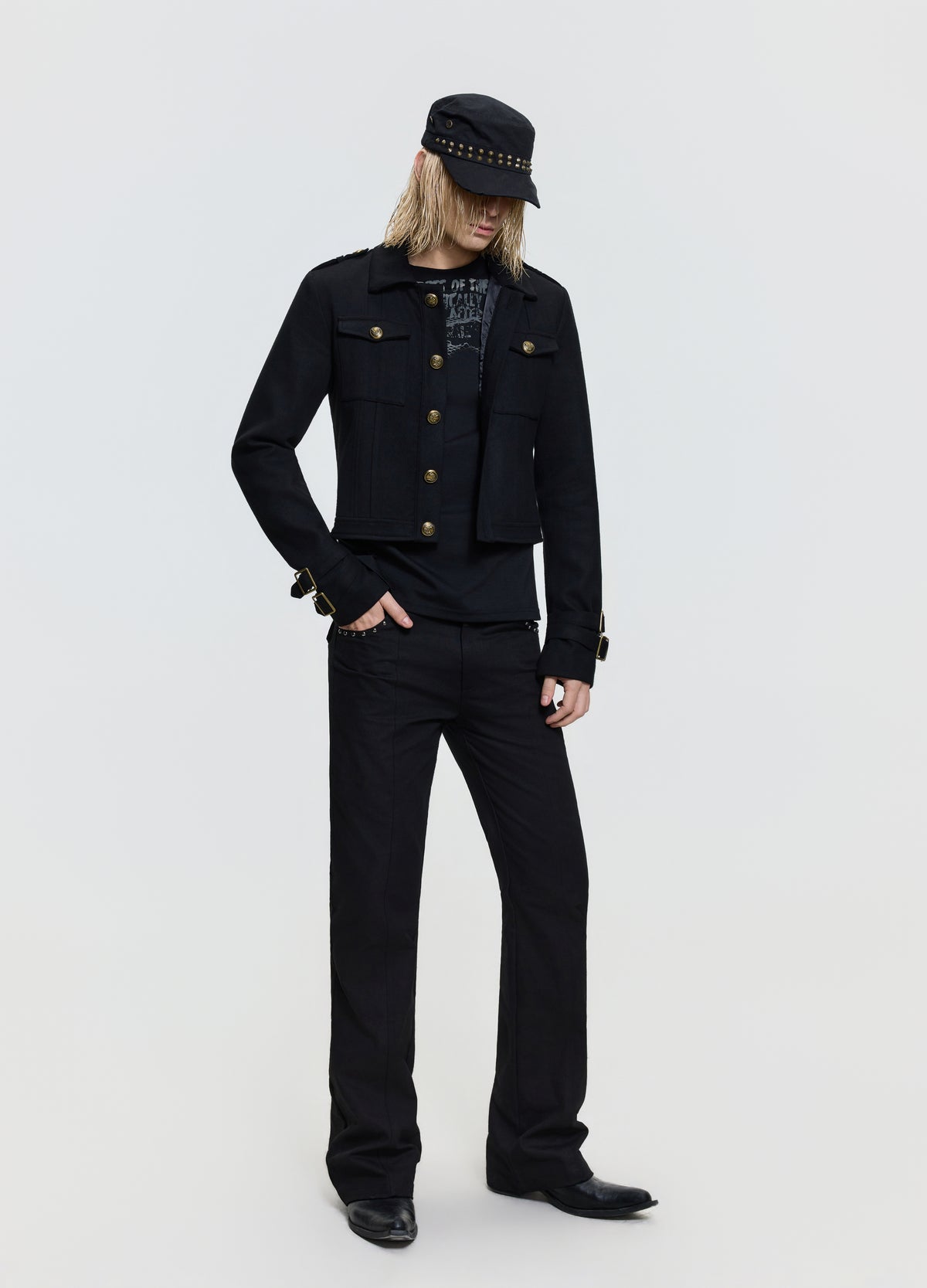 FRKM SCD 26FW black epaulet button jacket — product view 3