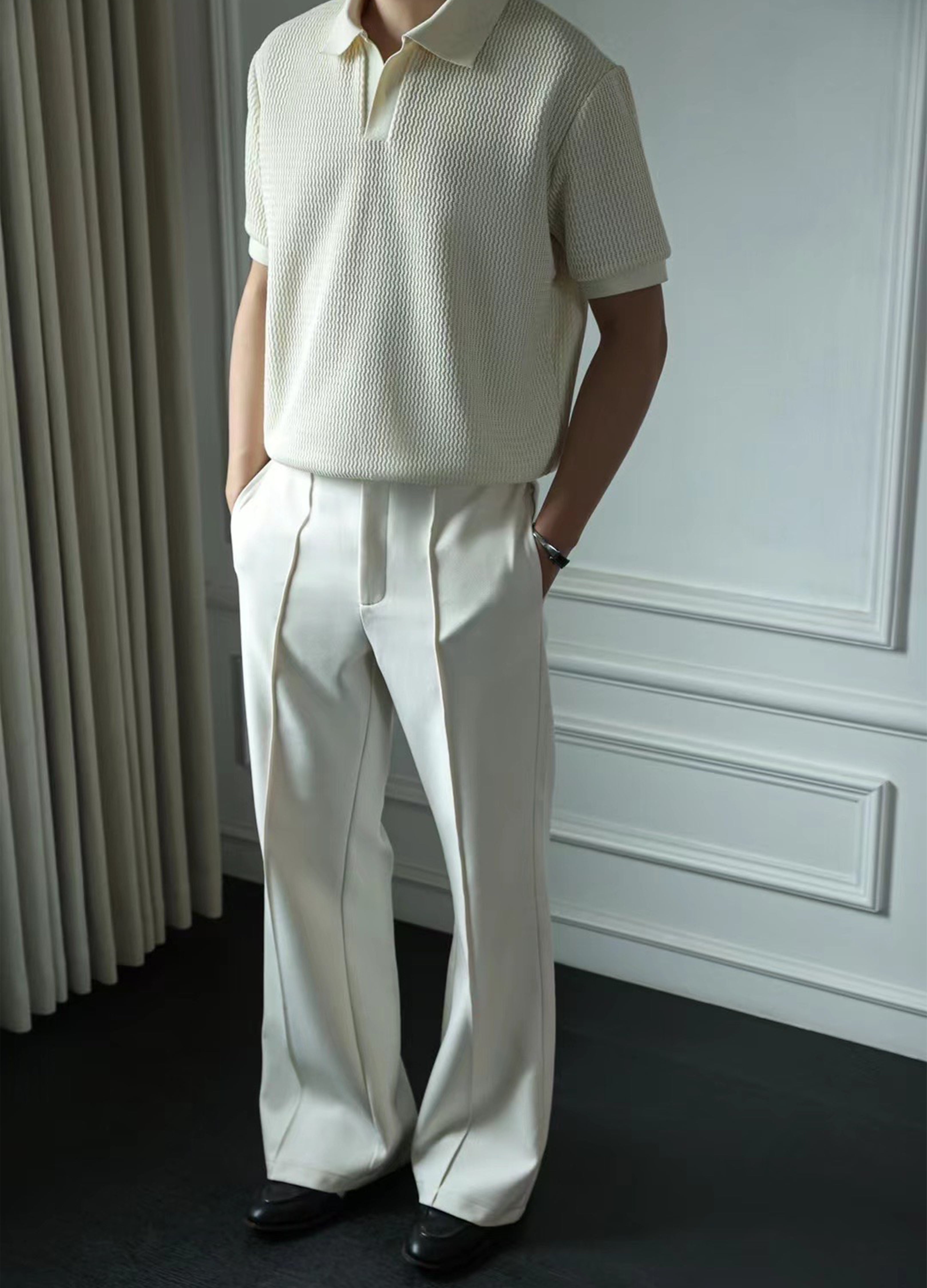 25SS ITALIAN OLD MONEY PLEATED WOOL TROUSERS