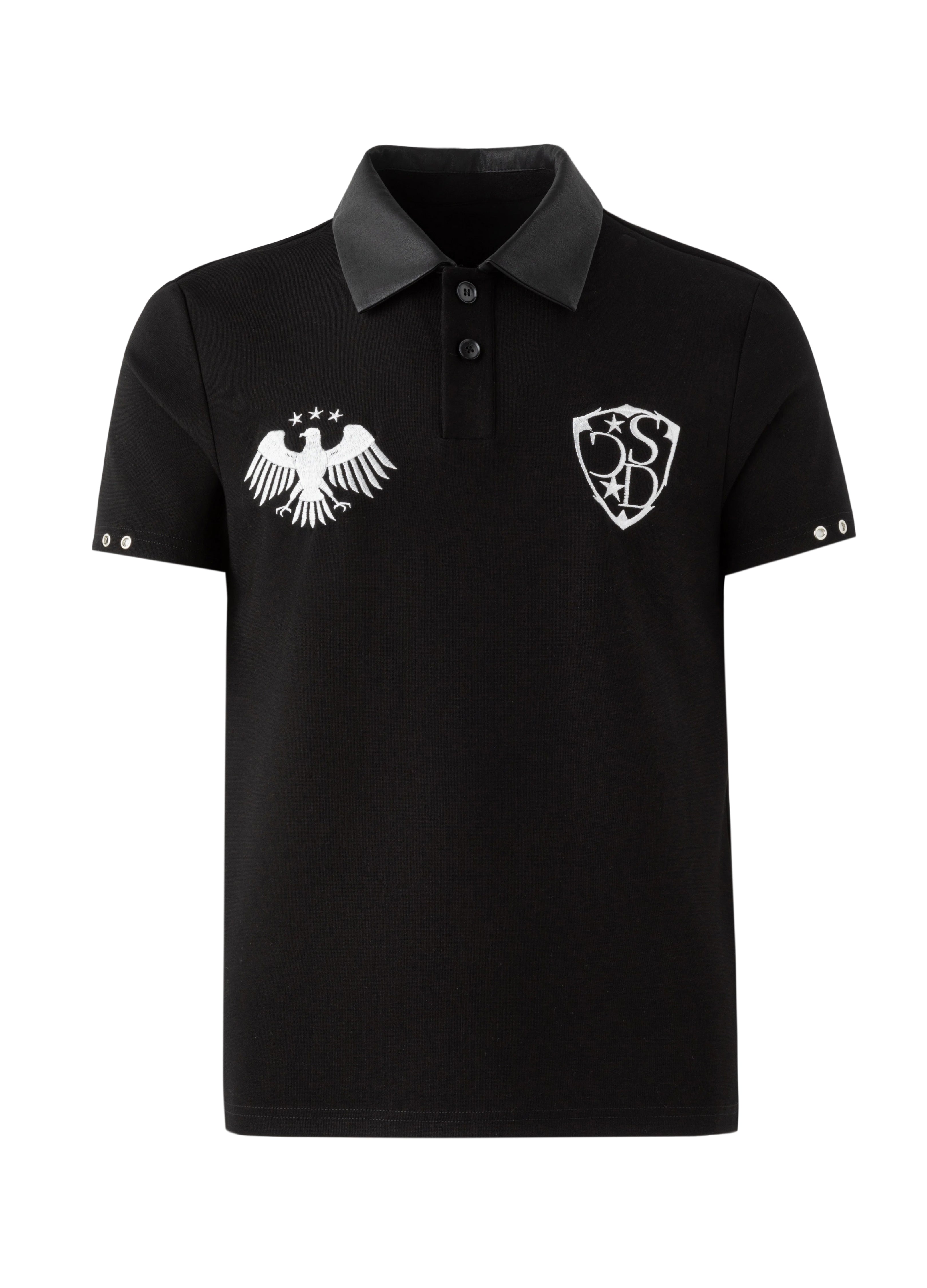 26SS LEATHER COLLAR POLO