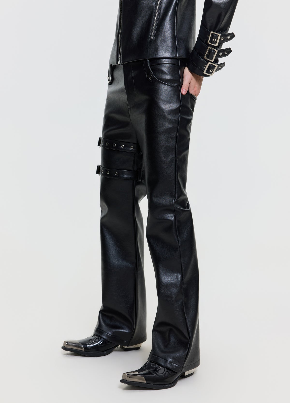FRKM SCD 26FW black belted leather-look pants — product view 4