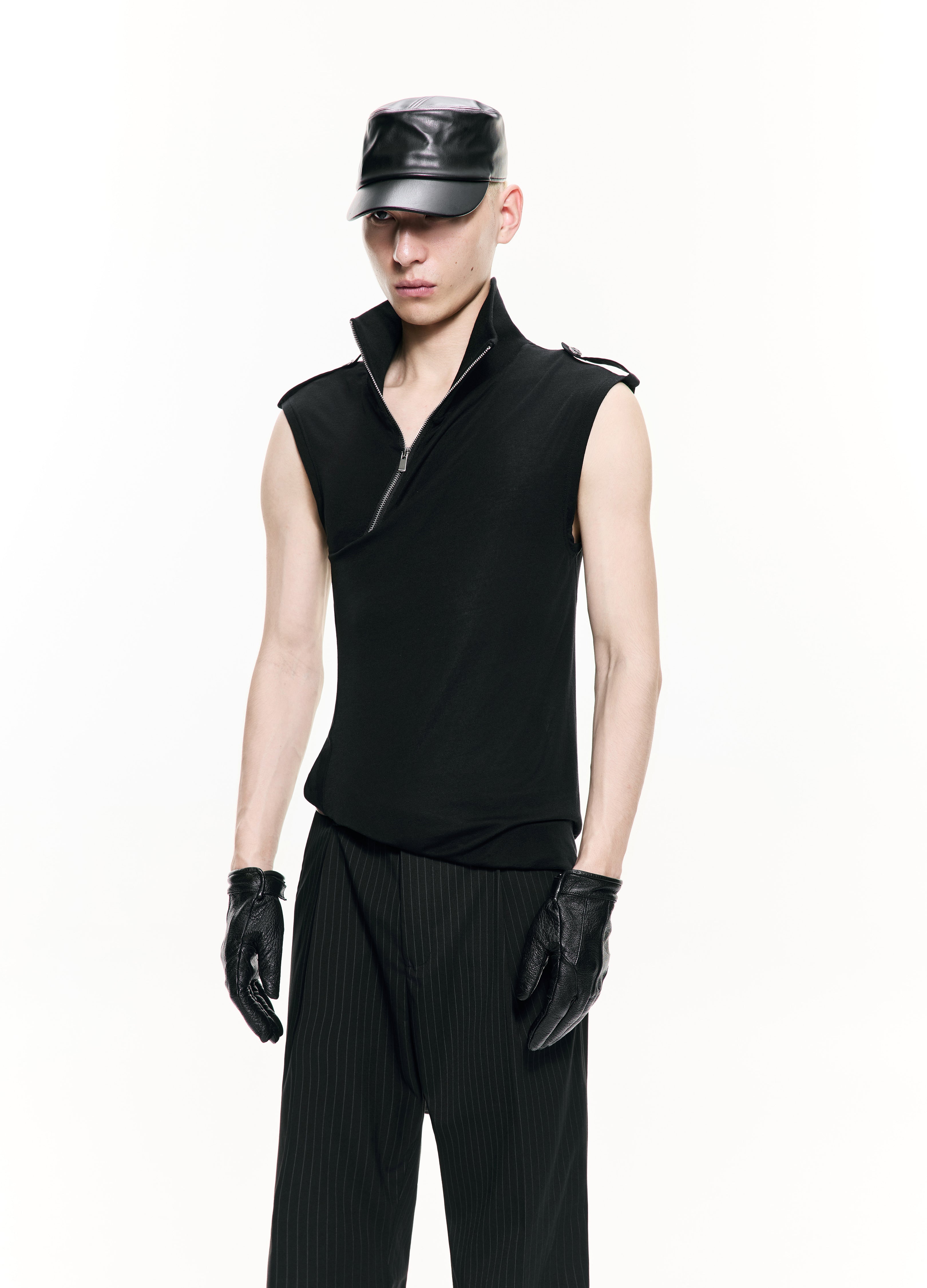 26SS ASYMMETRIC ZIP KNIT VEST
