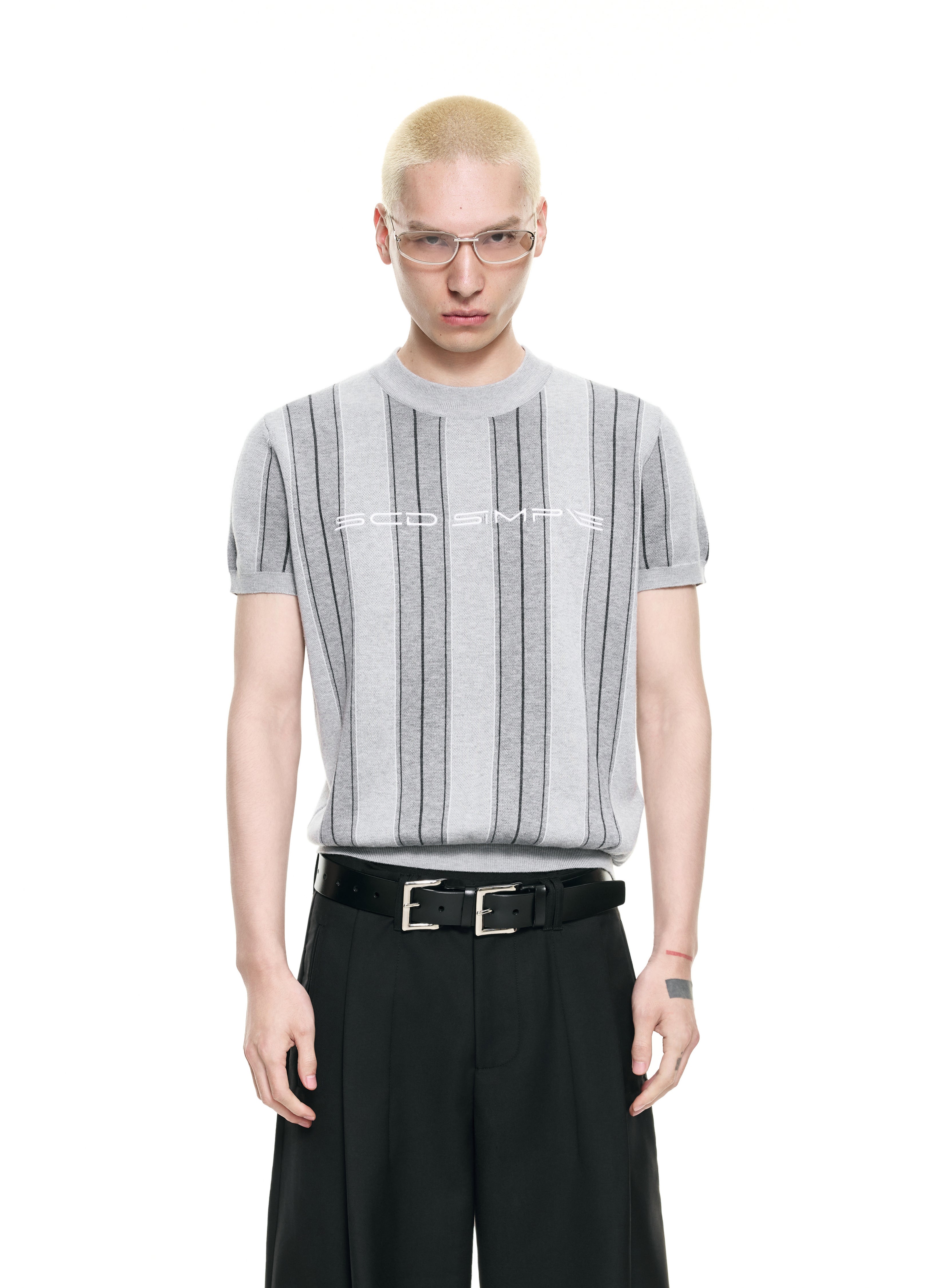 26SS STRIPED JACQUARD KNIT TEE