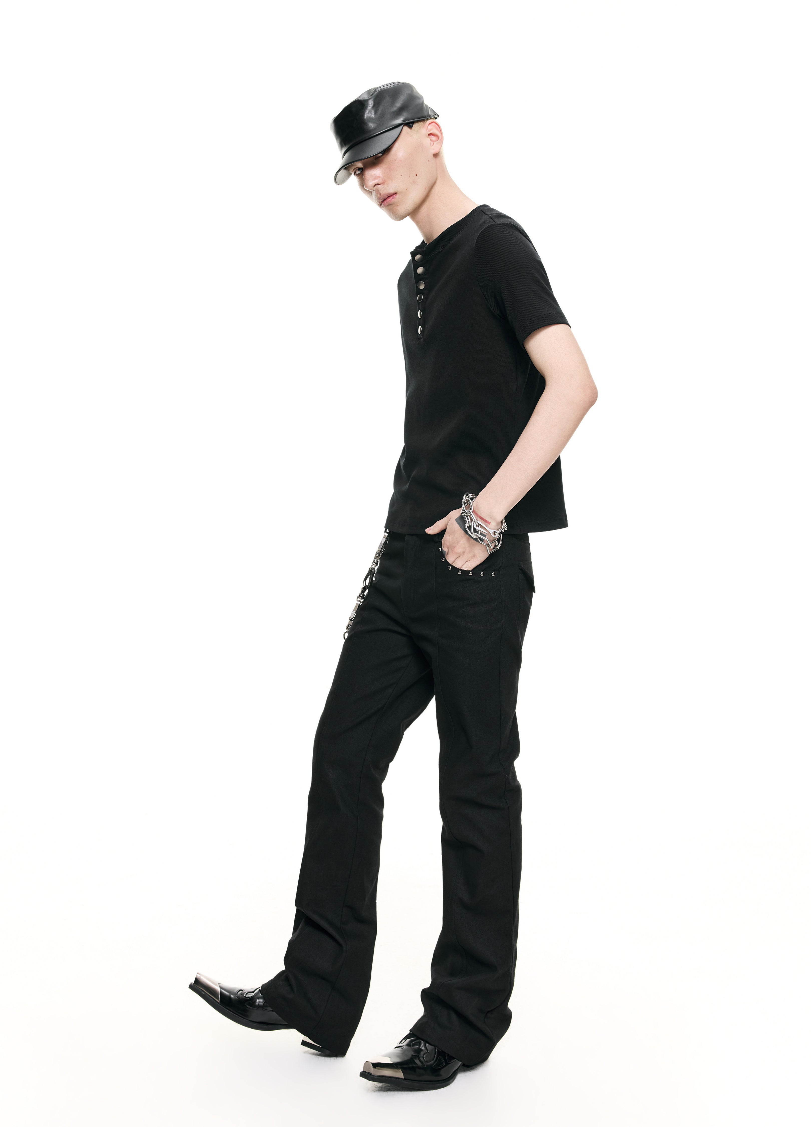 26SS HENLEY METAL FIT TEE