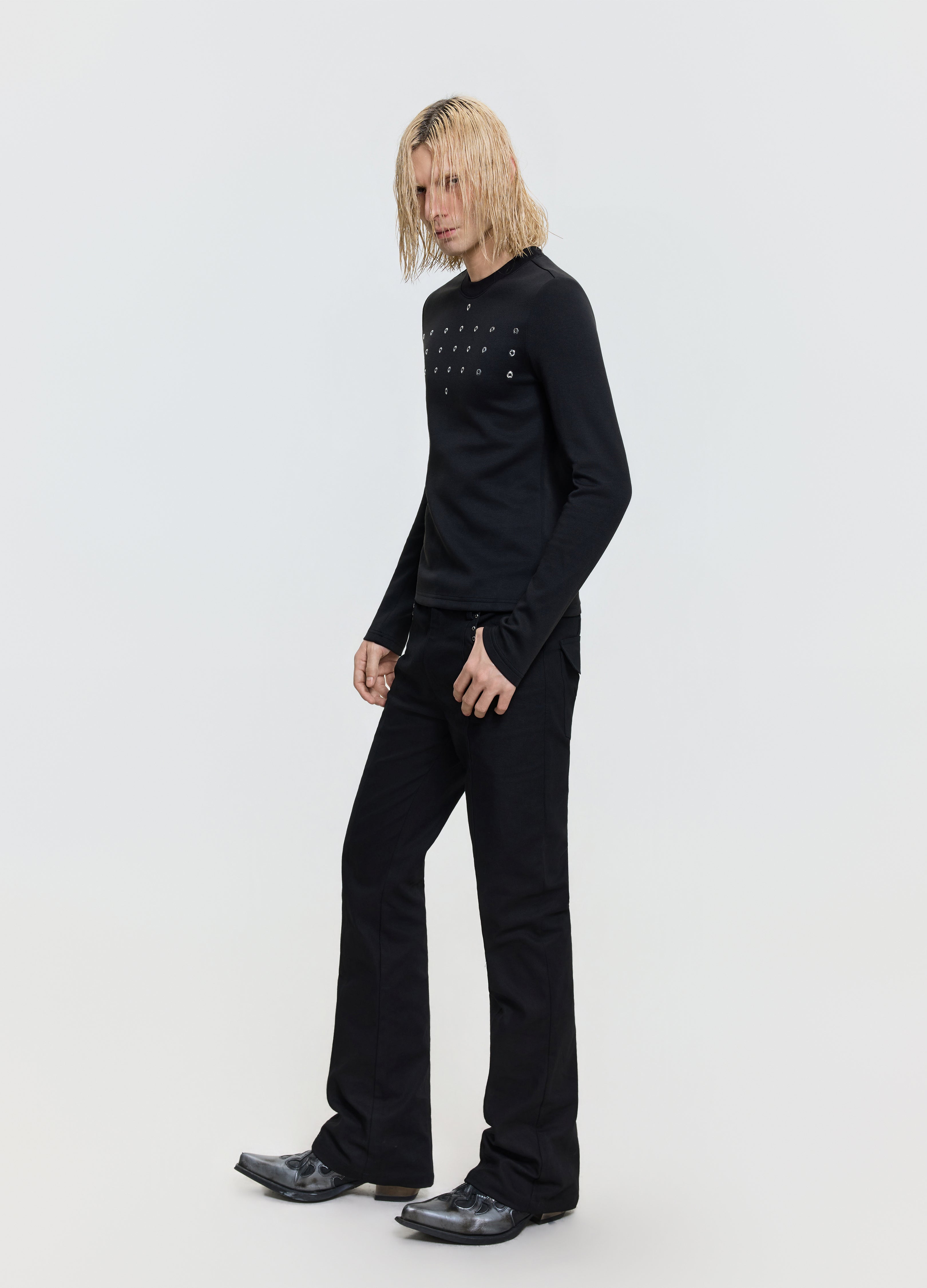 26FW EYELET CRYSTAL TEE