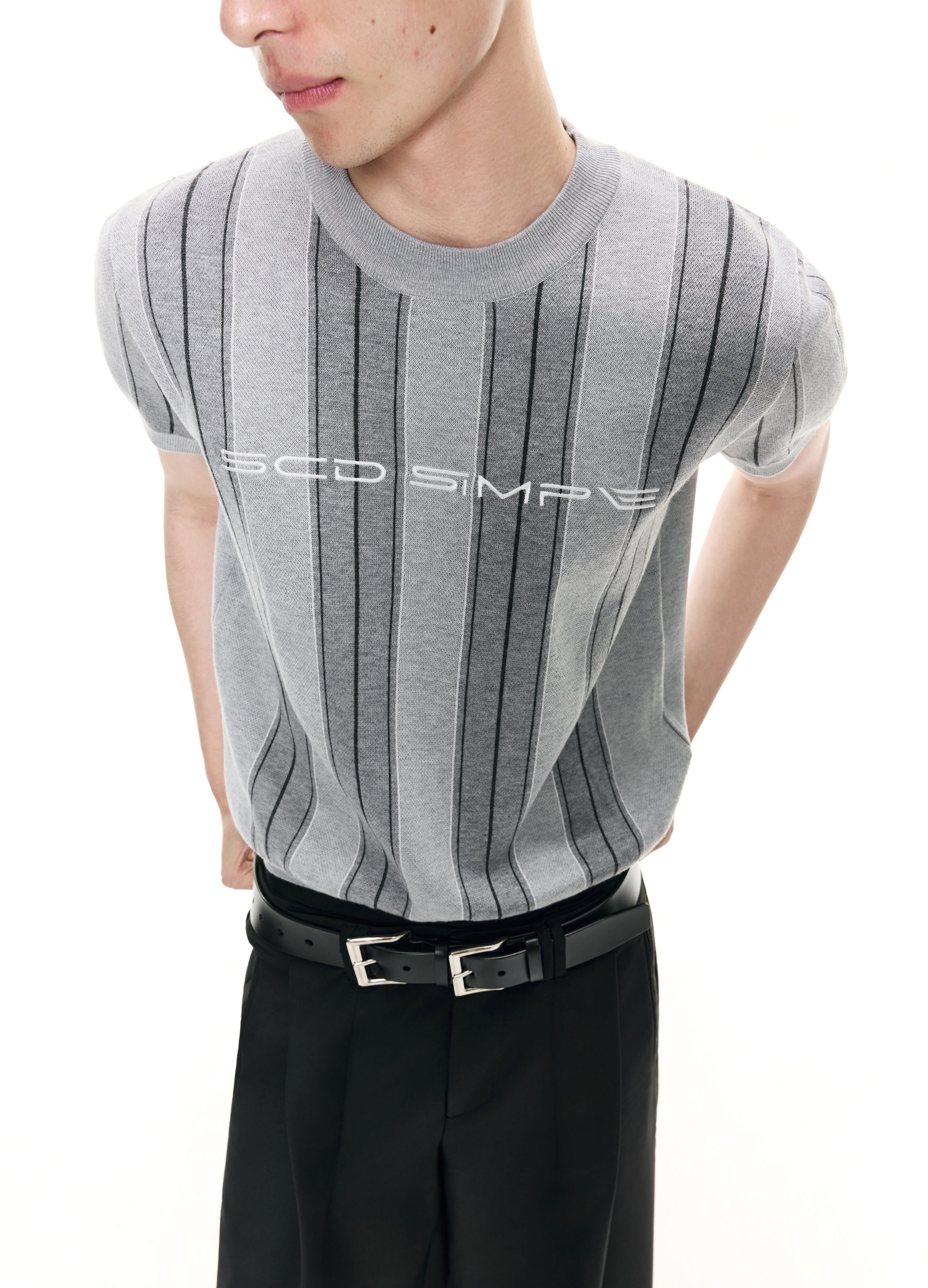 26SS STRIPED JACQUARD KNIT TEE