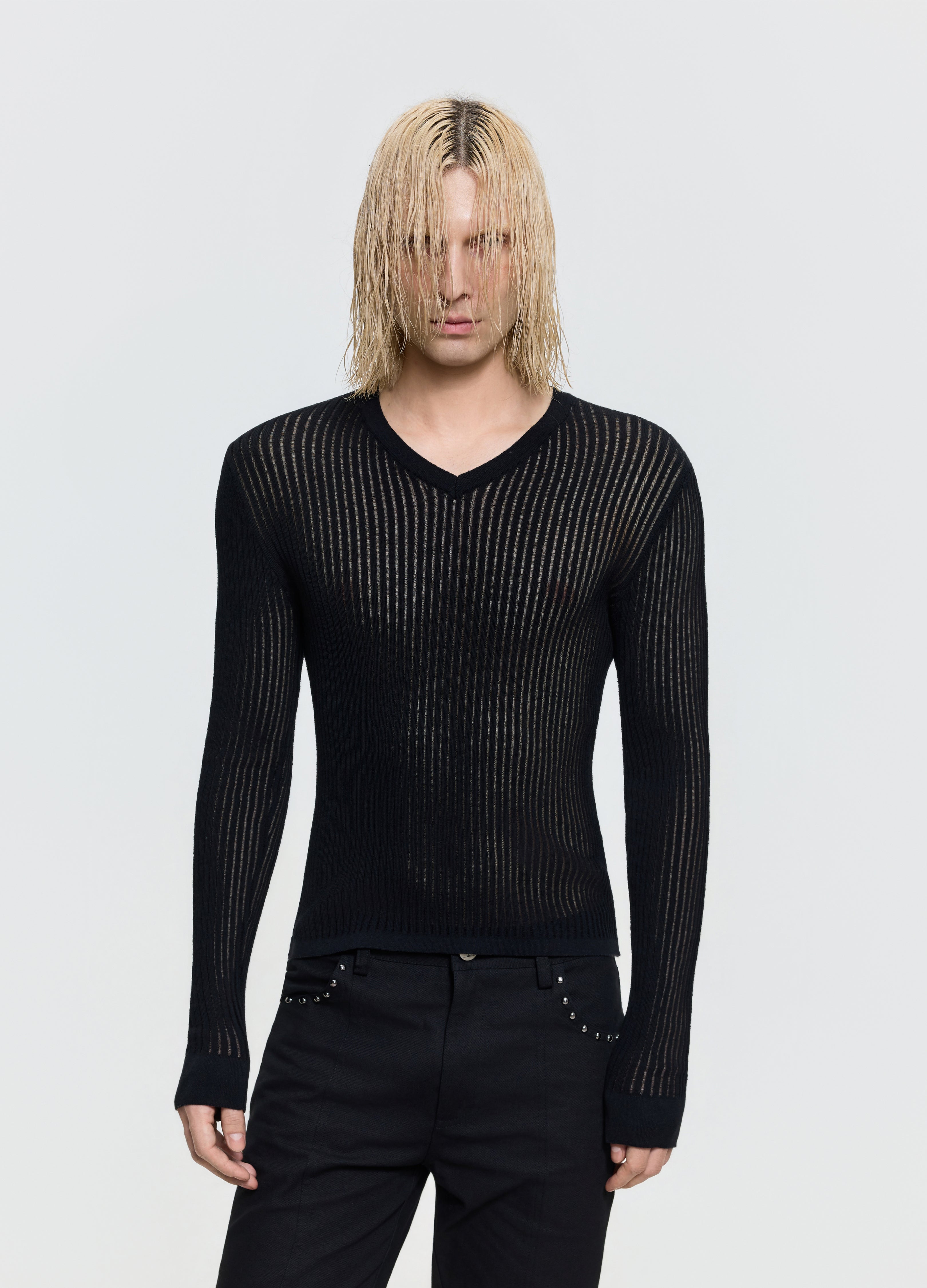 26FW SHEER V-NECK KNIT