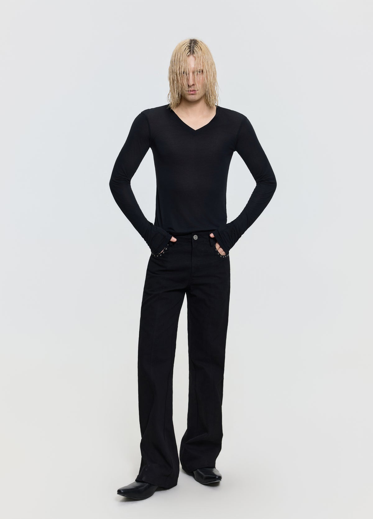 26FW STUDDED PANEL DENIM