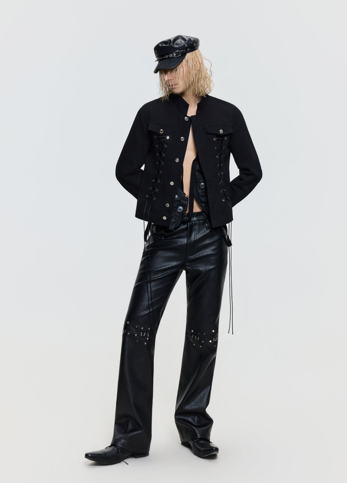 FRKM SCD 26FW black studded leather-look pants — product view 6