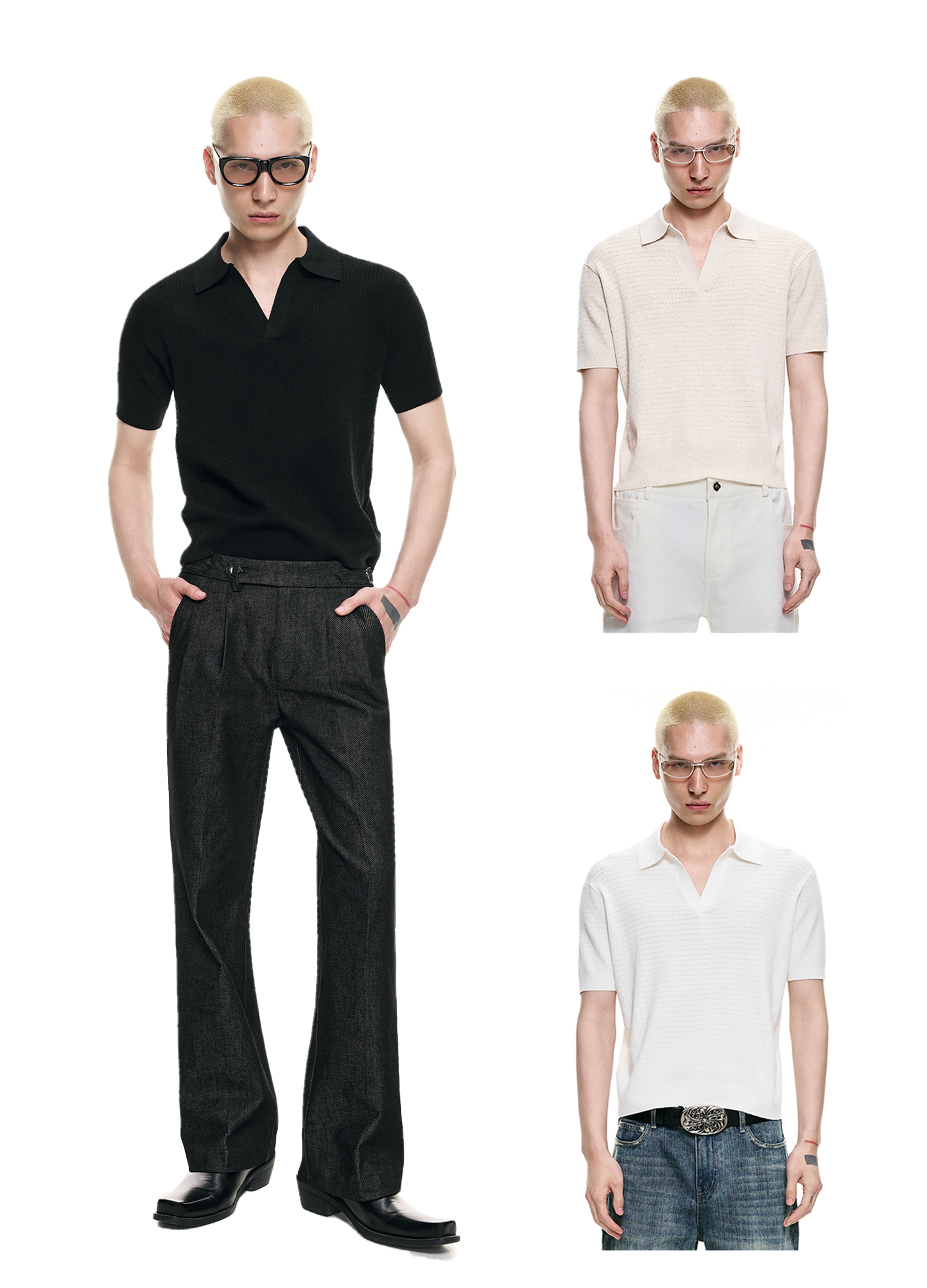 26SS OPEN-KNIT RESORT POLO