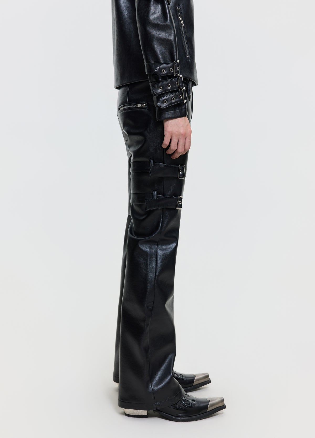FRKM SCD 26FW black belted leather-look pants — product view 6
