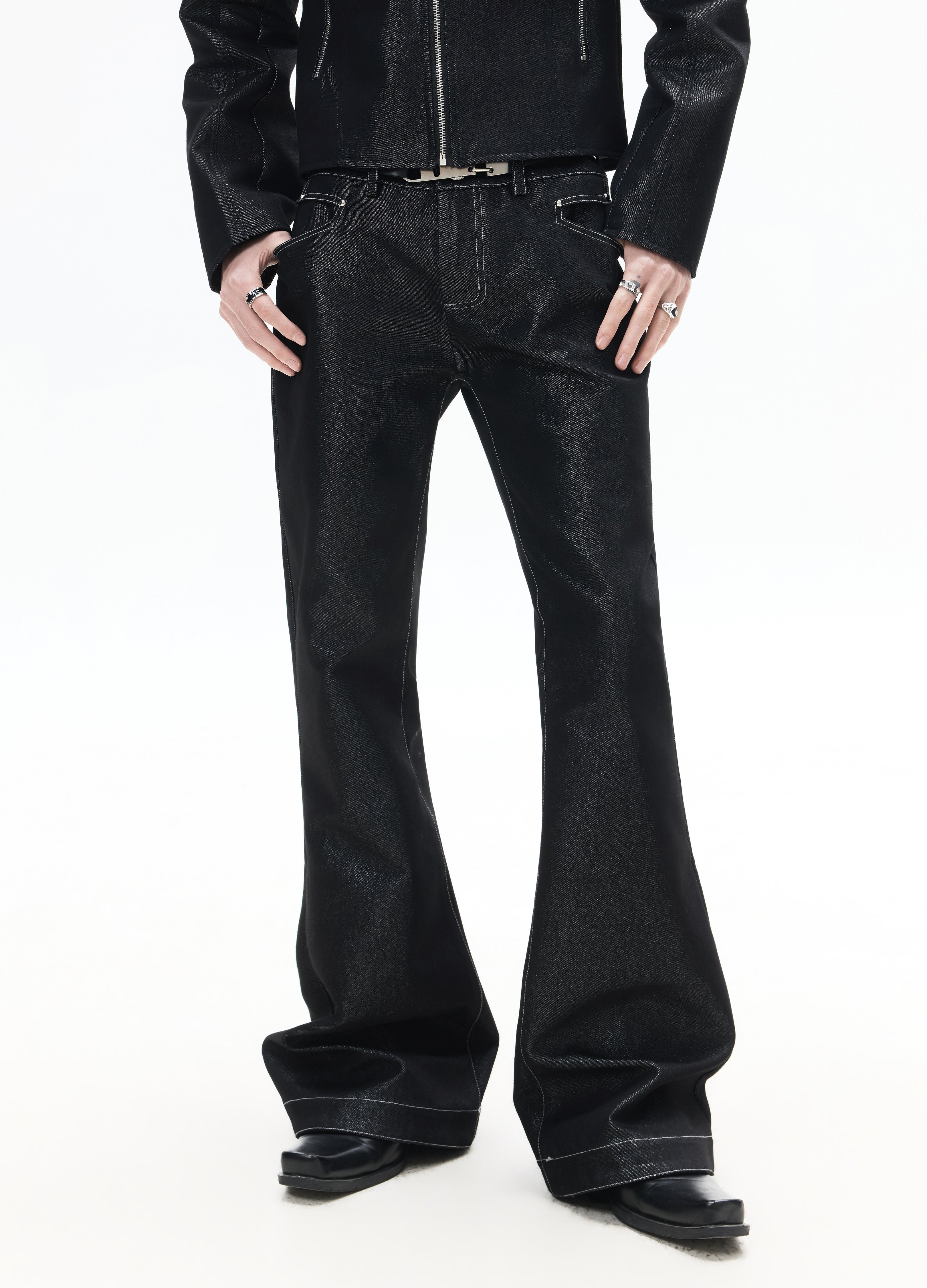 26SS METALLIC SHIMMER BOOTCUT JEANS