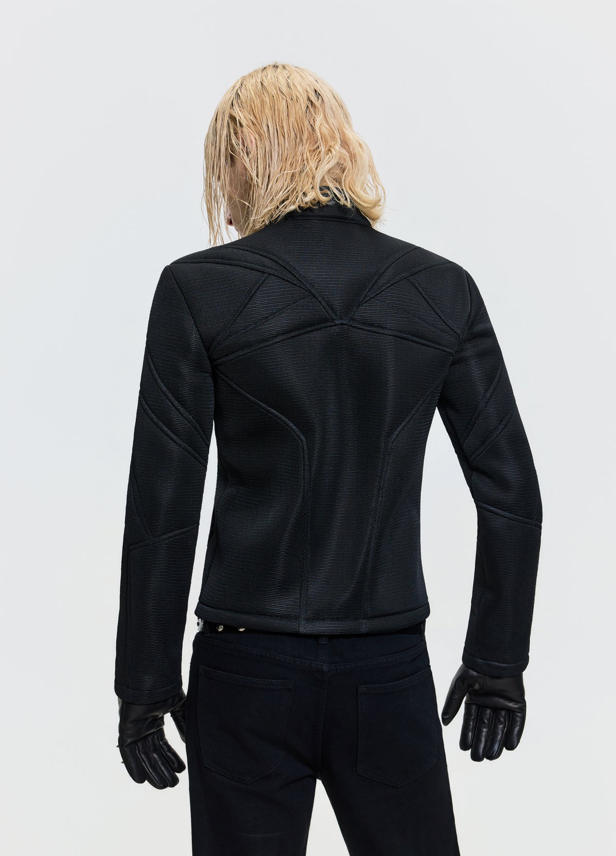 FRKM SCD 26FW steelbone mesh-textured black jacket — product view 9