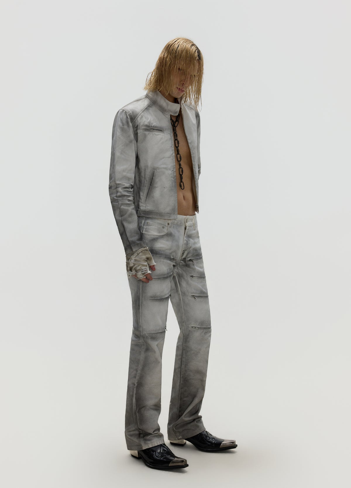 FRKM SCD 26FW dirty grey washed moto denim — product view 10