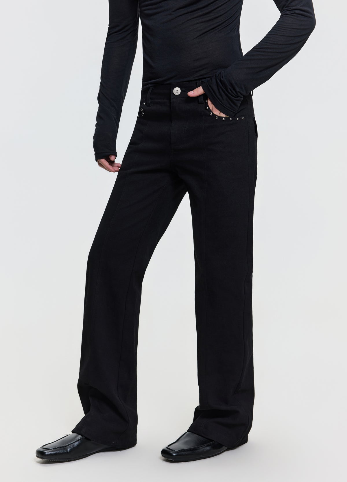 26FW STUDDED PANEL DENIM