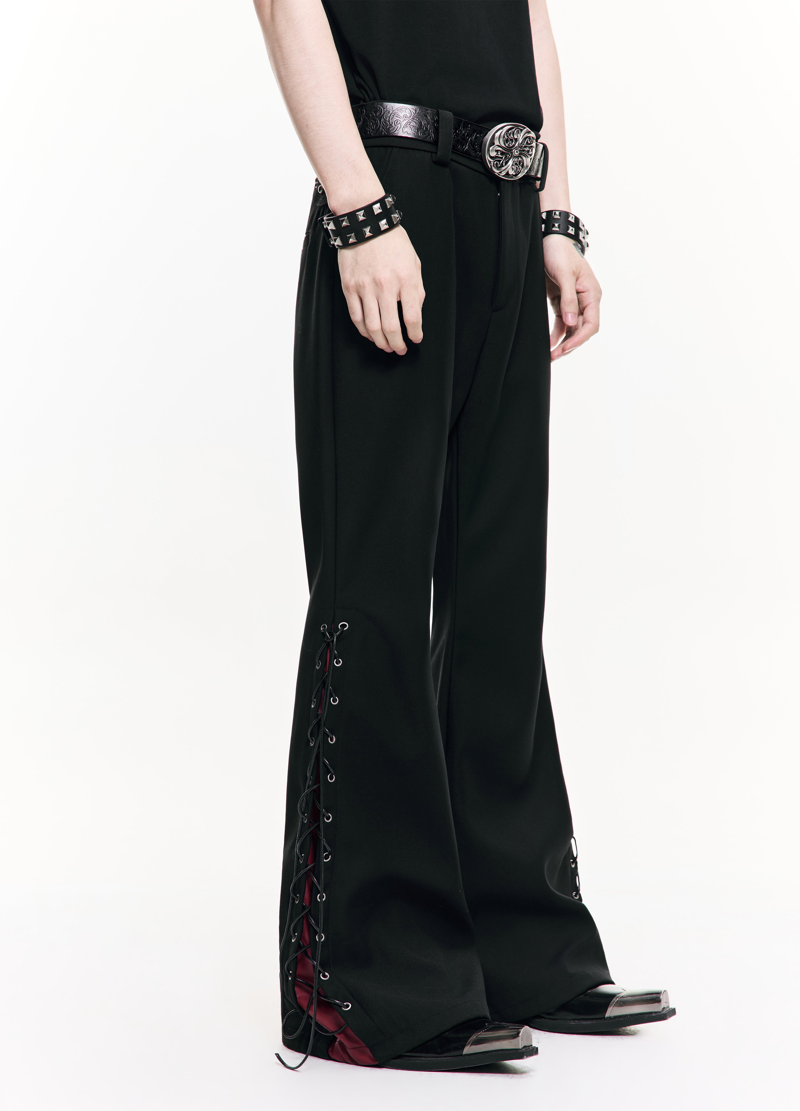 26SS STRAP PANEL FLARE TROUSERS