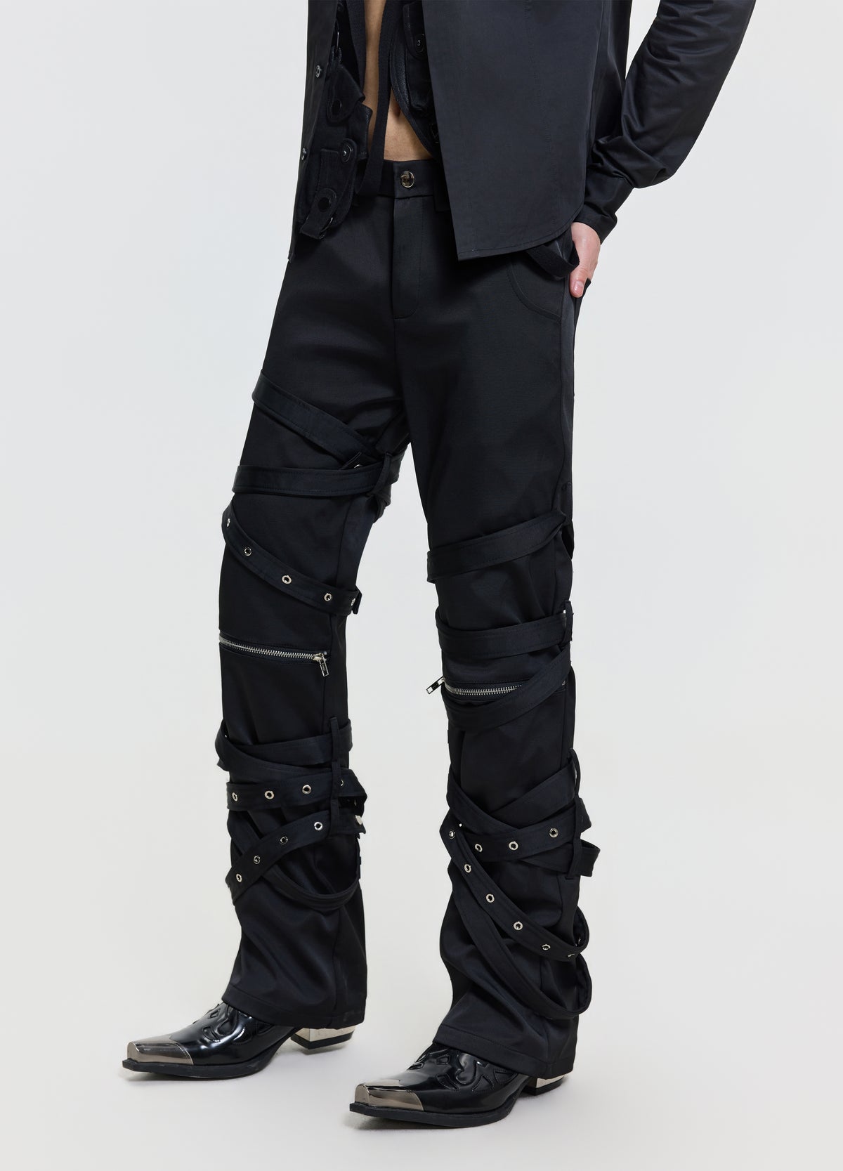 26FW PUNK STRAP FLARE PANTS