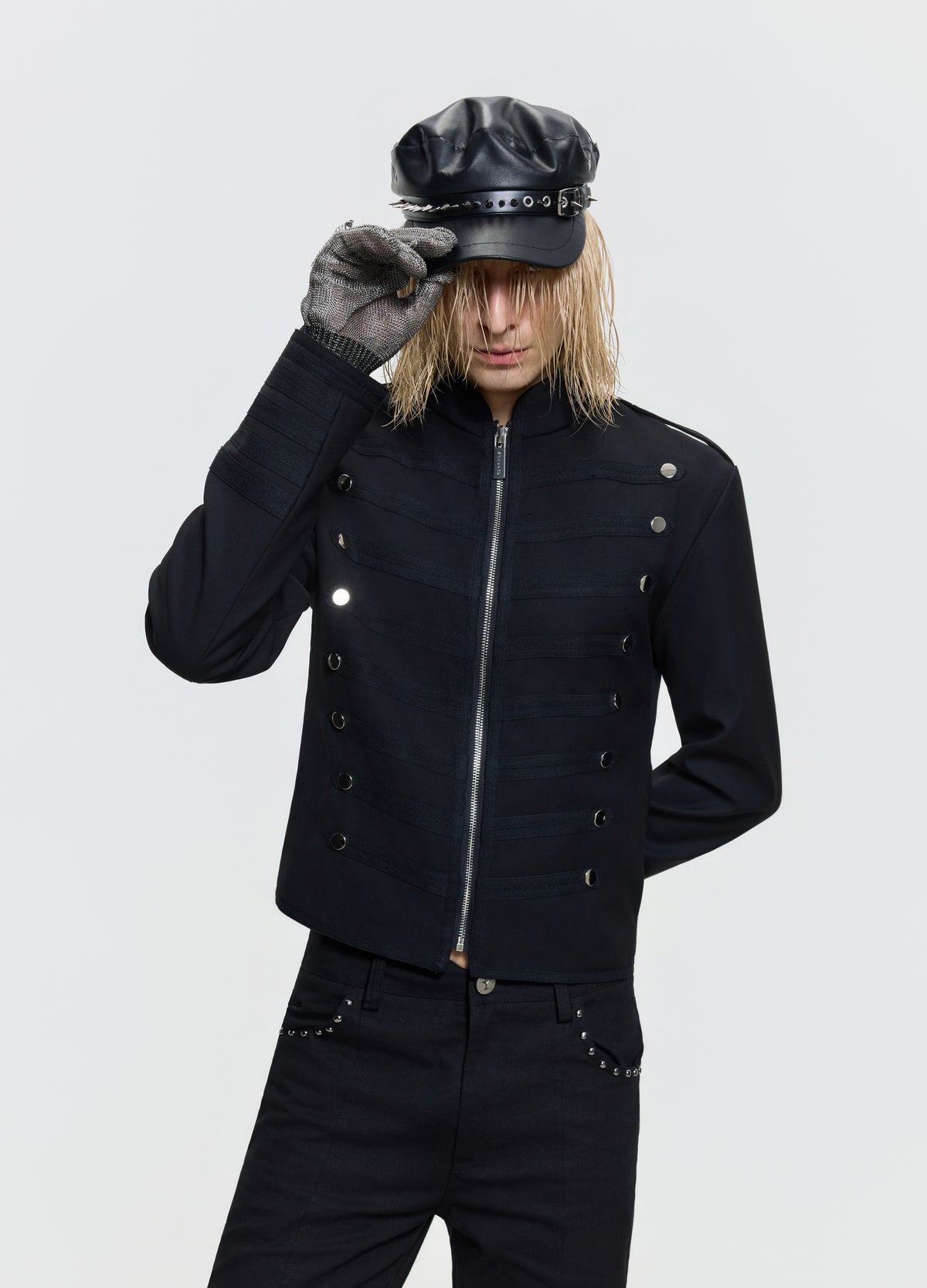 FRKM SCD 26FW Napoleon slim black military jacket — product view 11