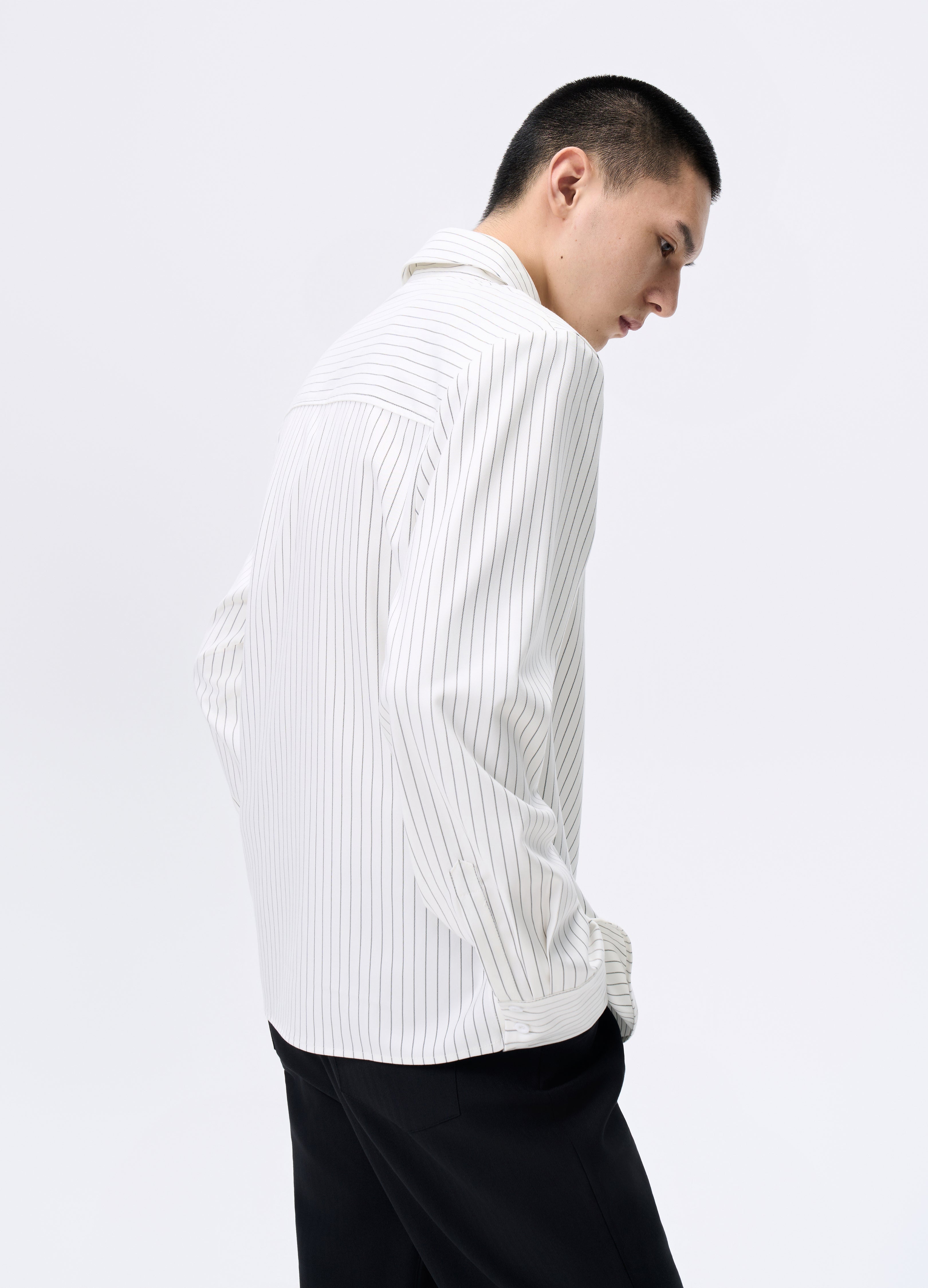 CAMICIA CORTA IMBOTTITA A RIGHE 25FW