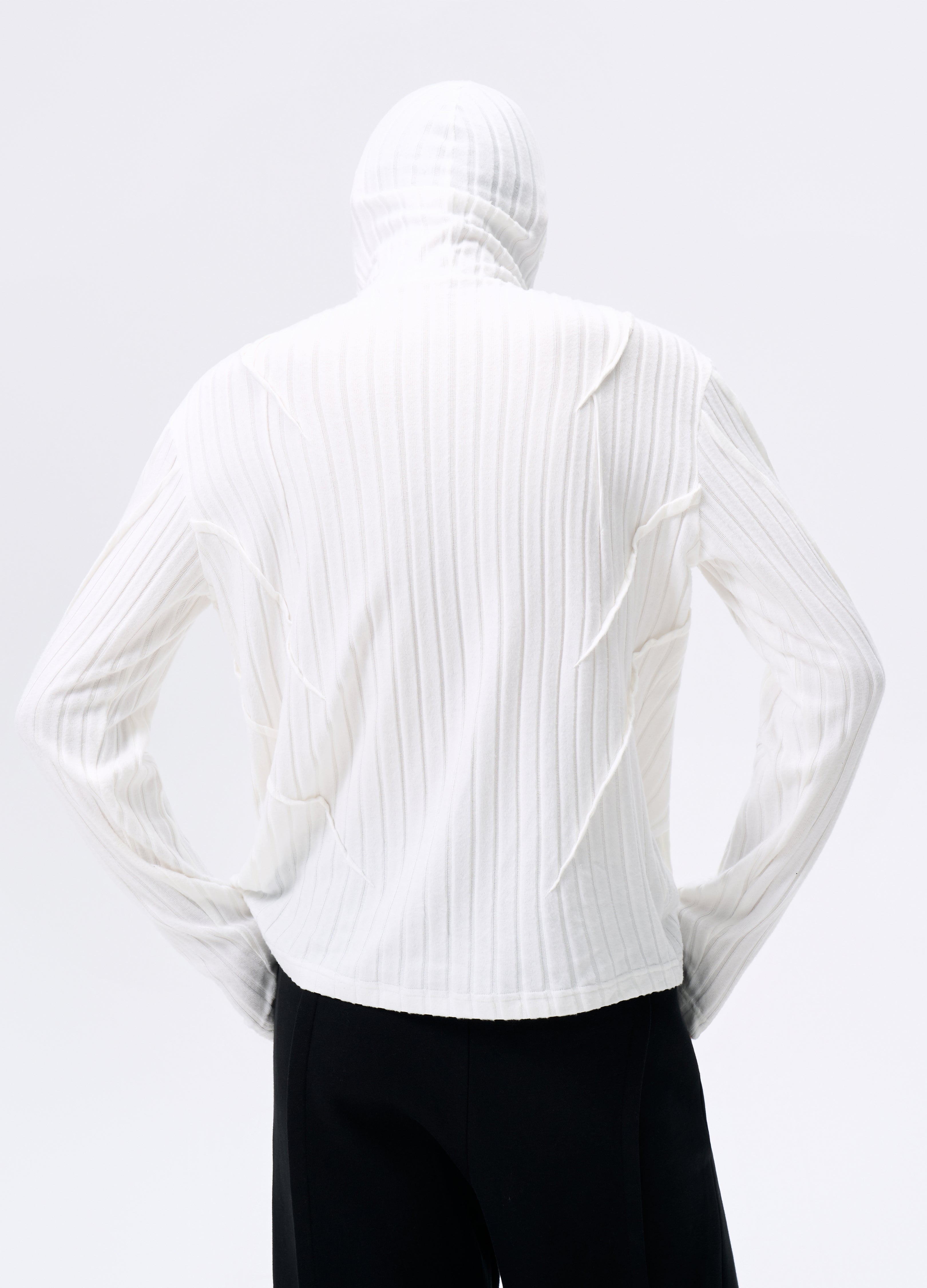 FELPA CON CAPPUCCIO IN MAGLIA A RIGHE MASCHERA 25FW