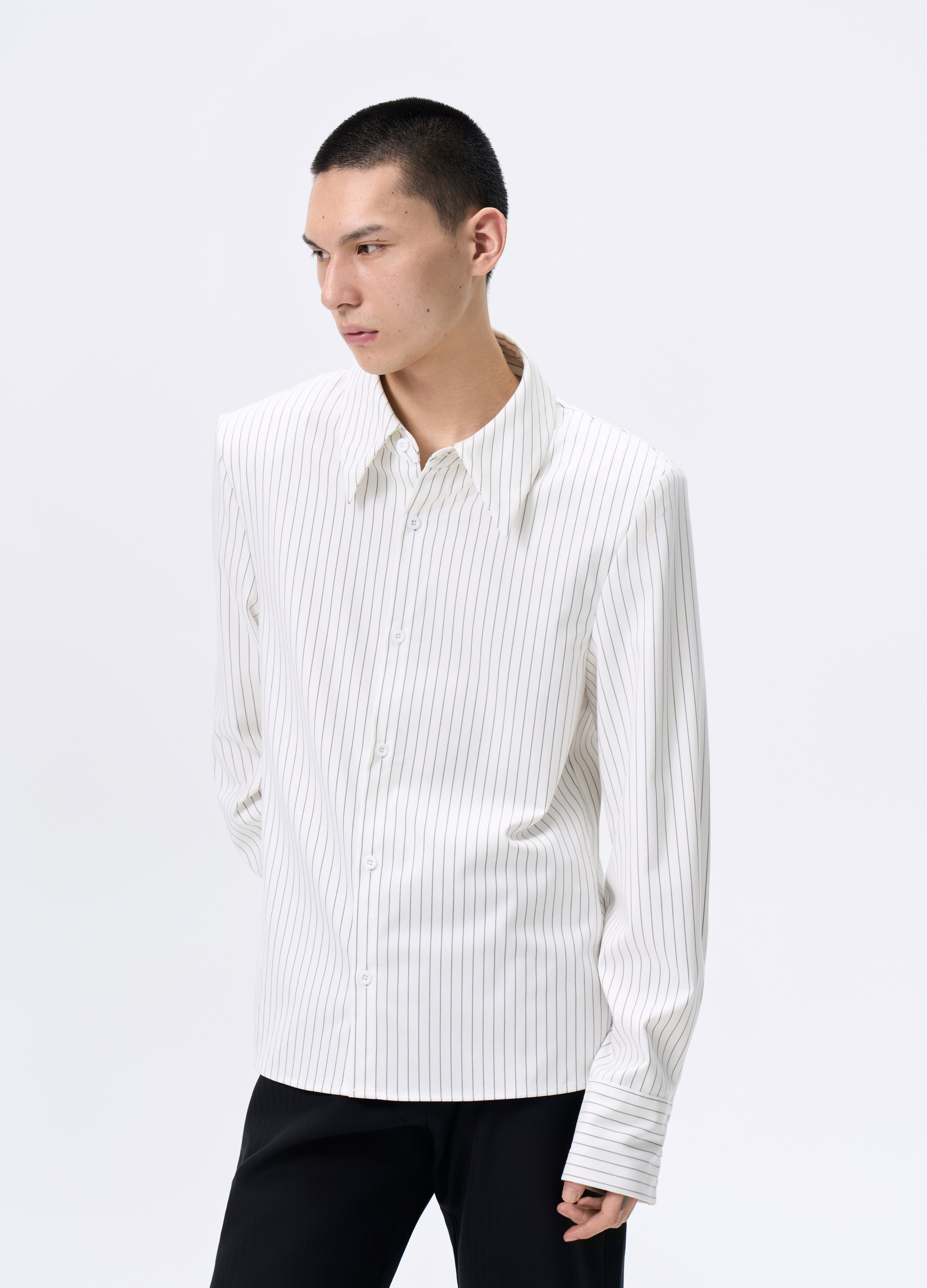 CAMICIA CORTA IMBOTTITA A RIGHE 25FW