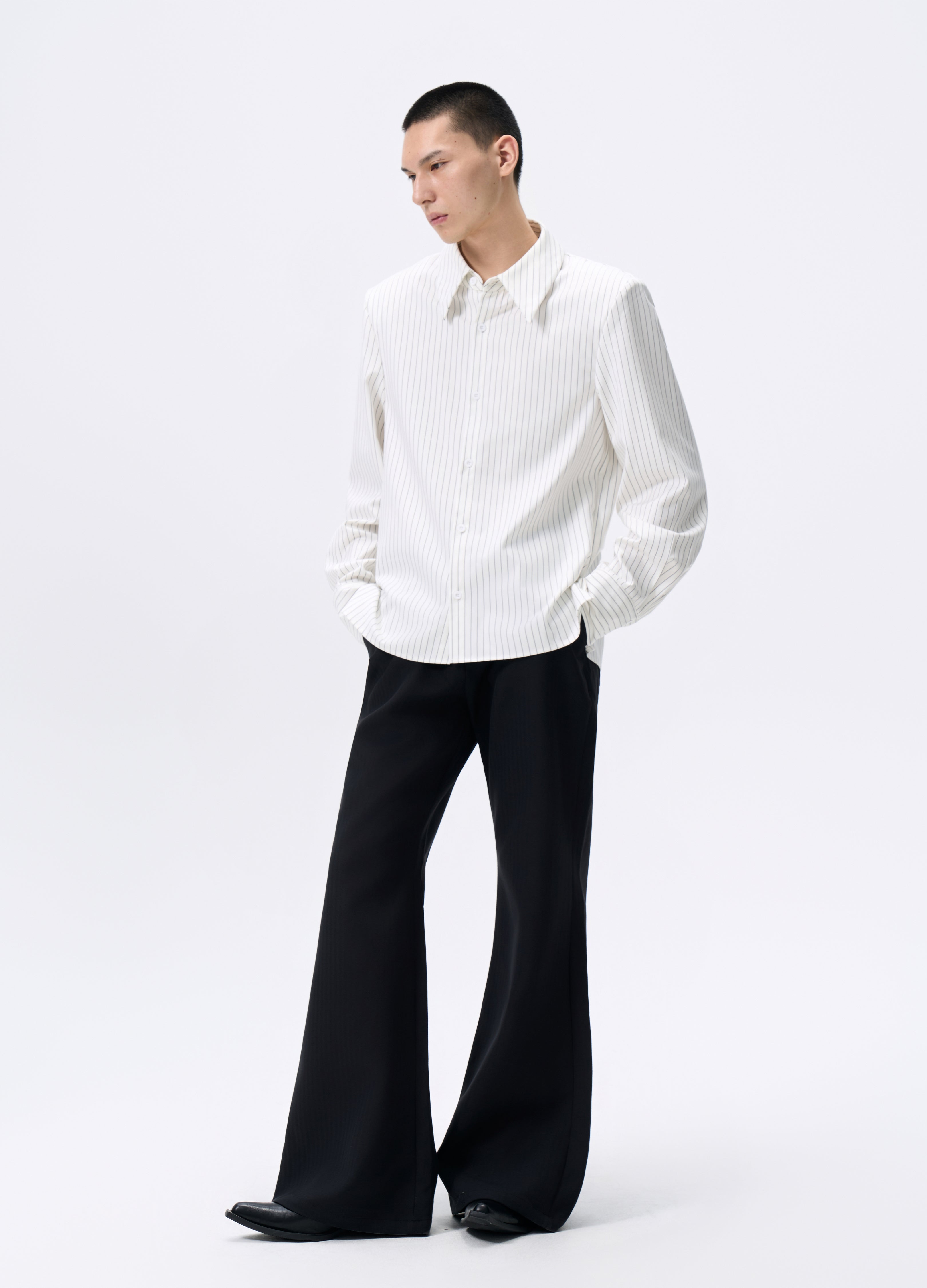 CAMICIA CORTA IMBOTTITA A RIGHE 25FW