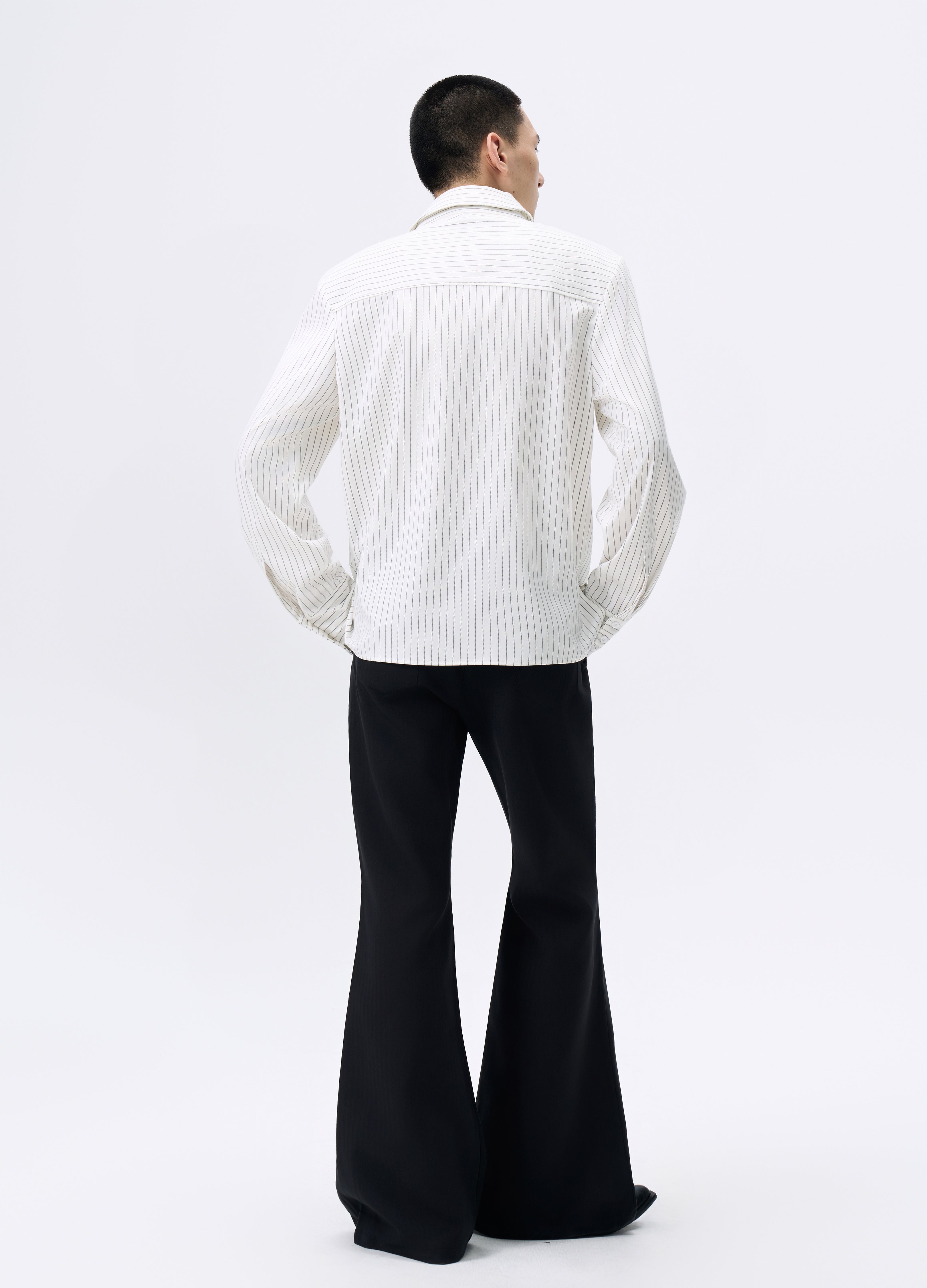 CAMICIA CORTA IMBOTTITA A RIGHE 25FW