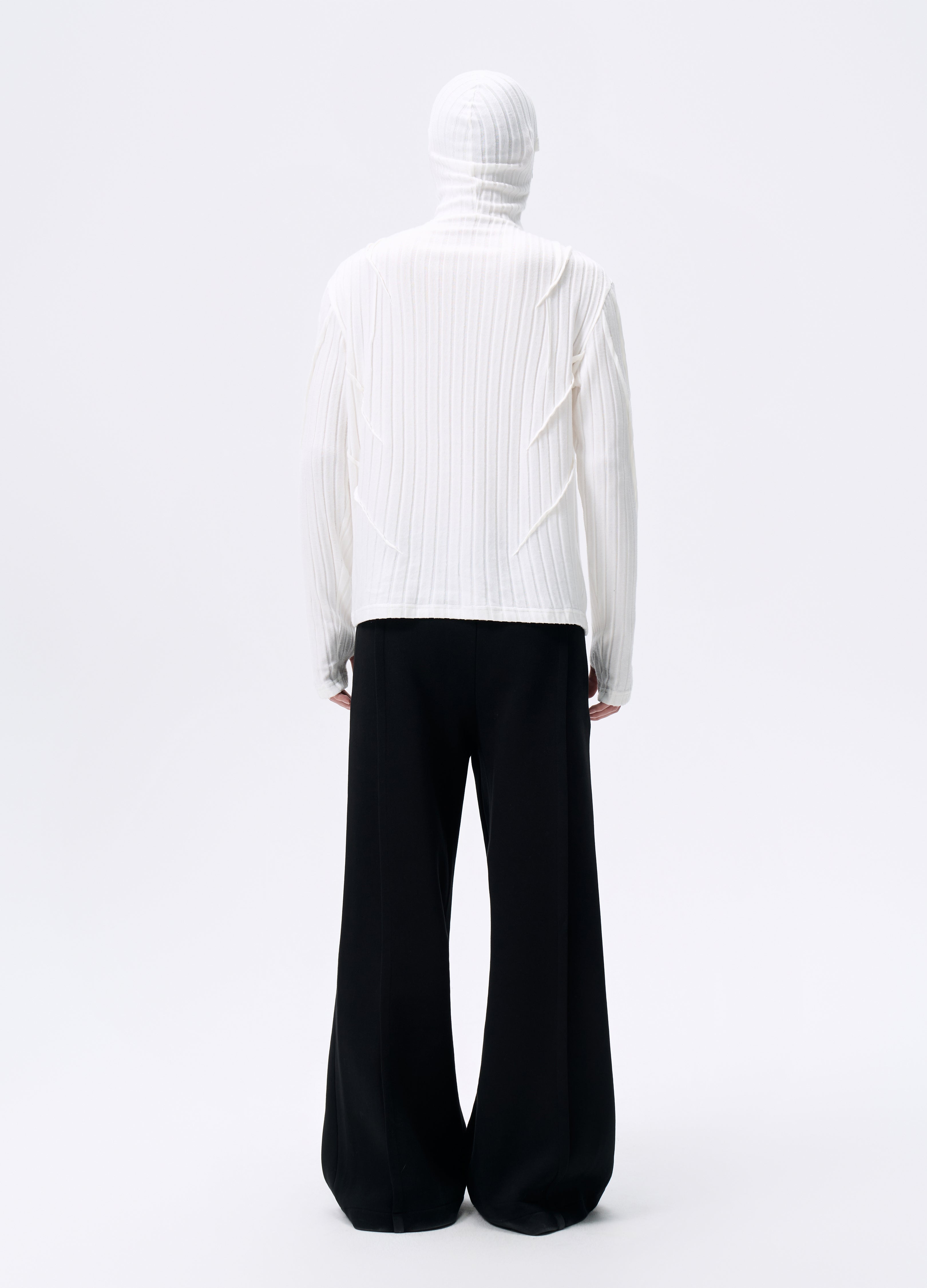 FELPA CON CAPPUCCIO IN MAGLIA A RIGHE MASCHERA 25FW