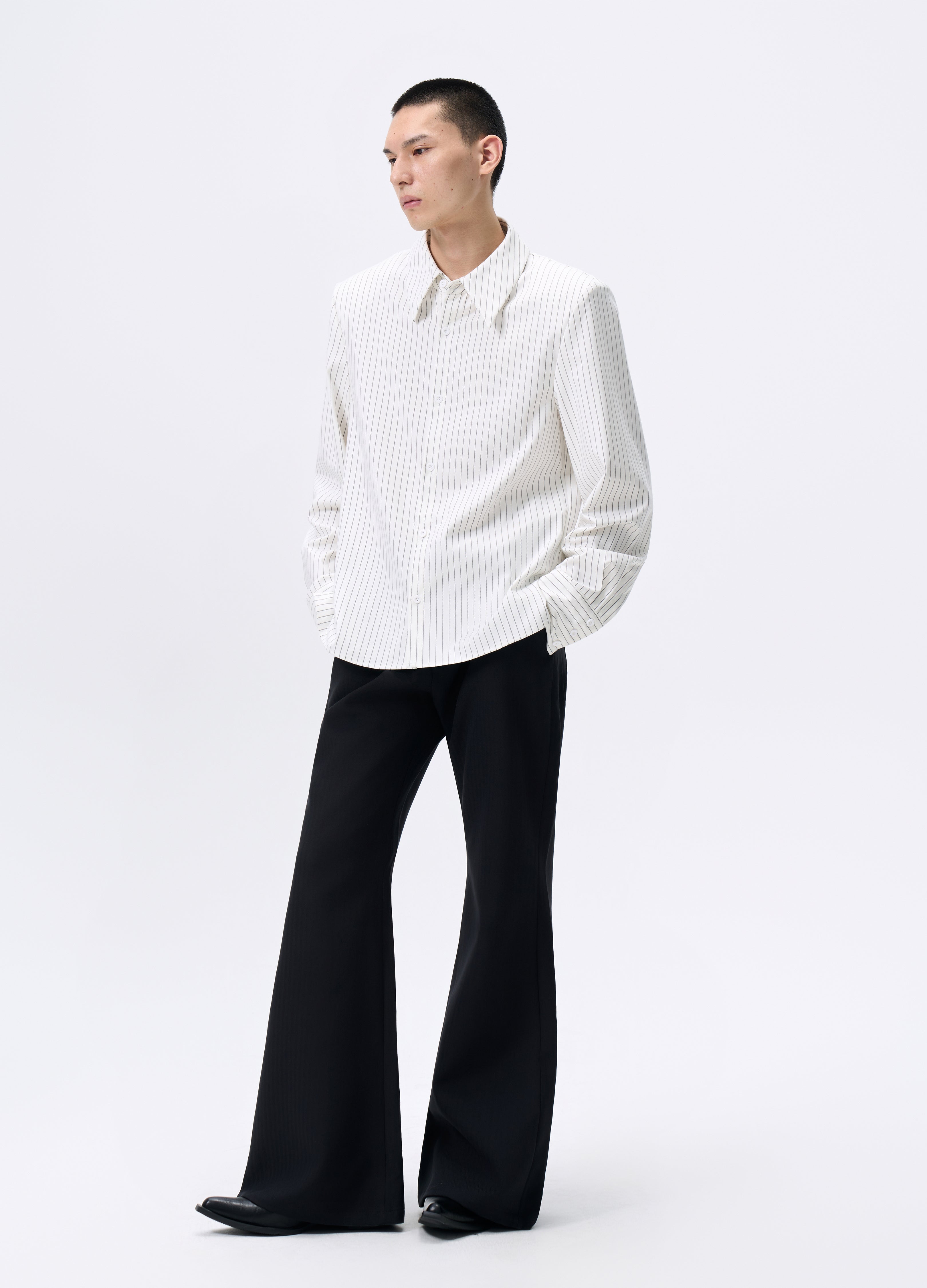 CAMICIA CORTA IMBOTTITA A RIGHE 25FW