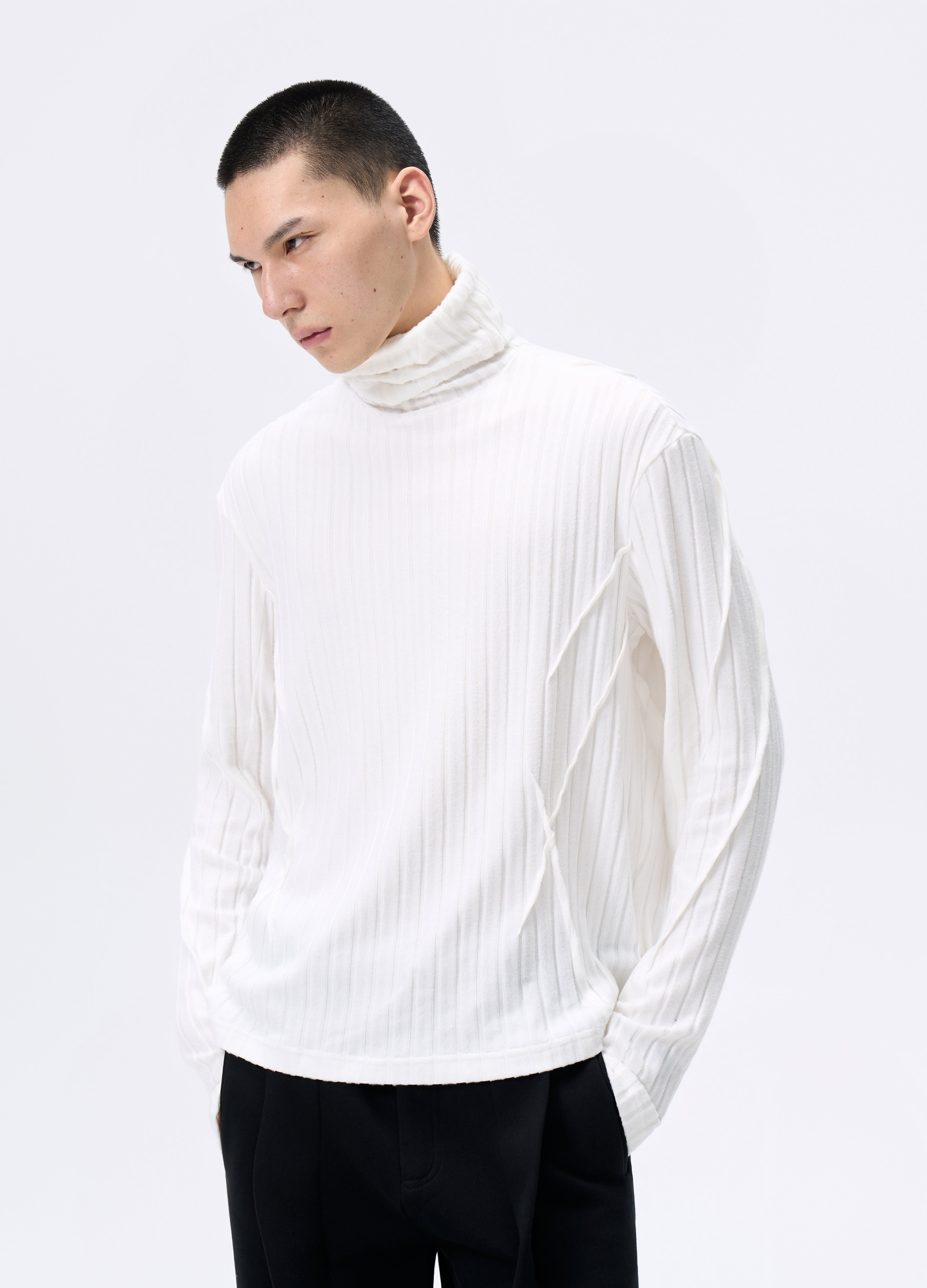 FELPA CON CAPPUCCIO IN MAGLIA A RIGHE MASCHERA 25FW