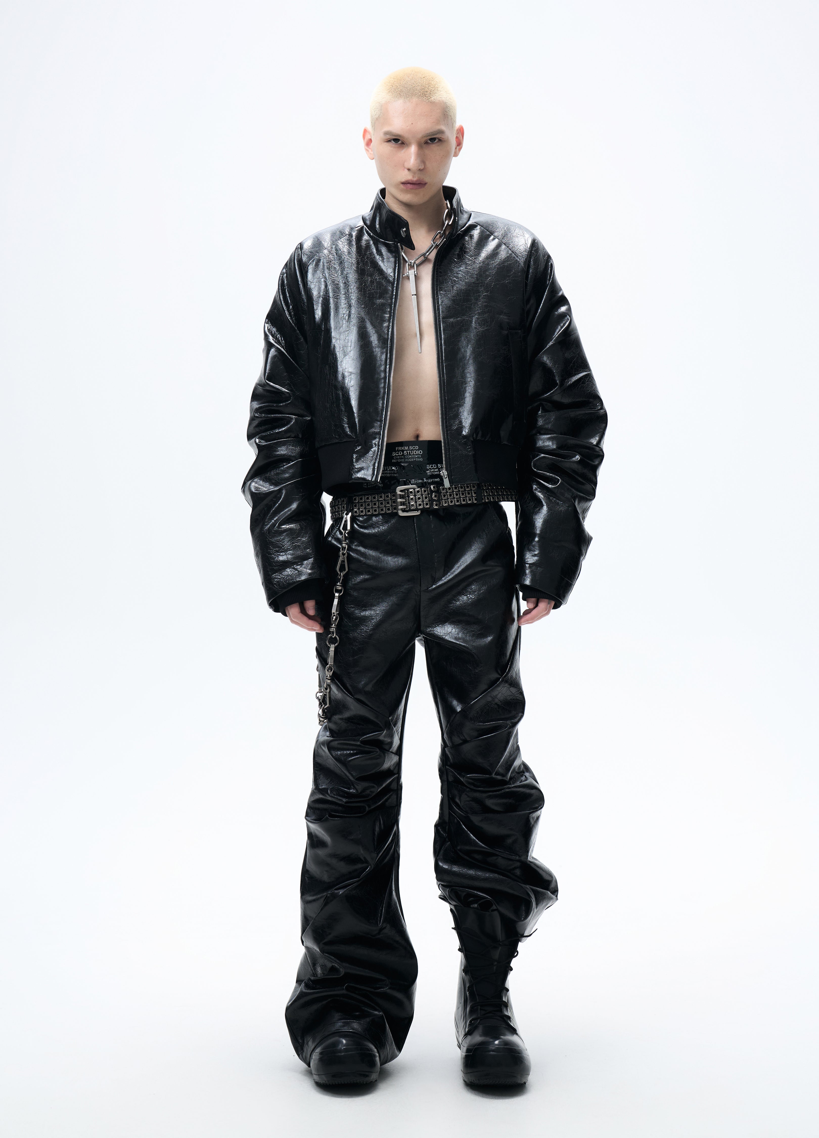 ジャケット・アウター FRKM SCD Nightblade Cropped Jacket 25FW PLEATED LEATHER PUFFER JACKET