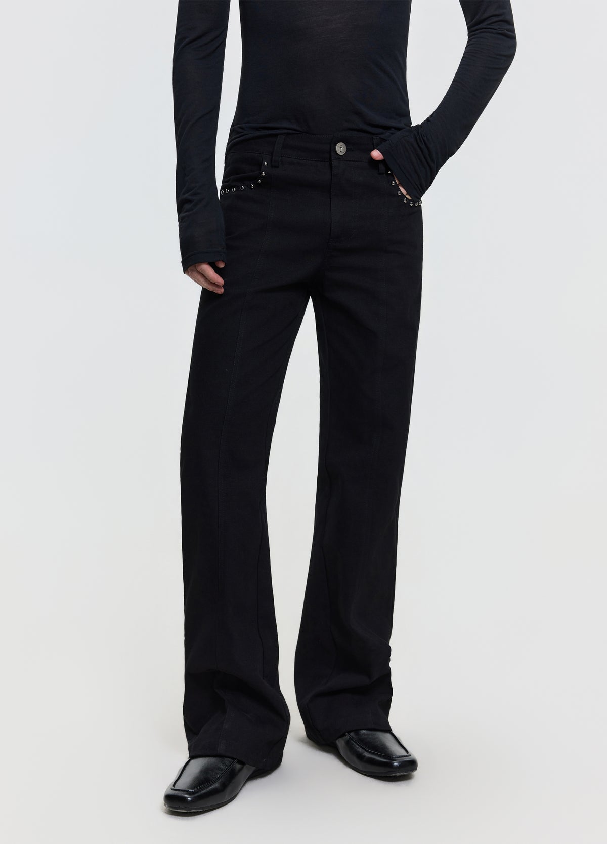 26FW STUDDED PANEL DENIM