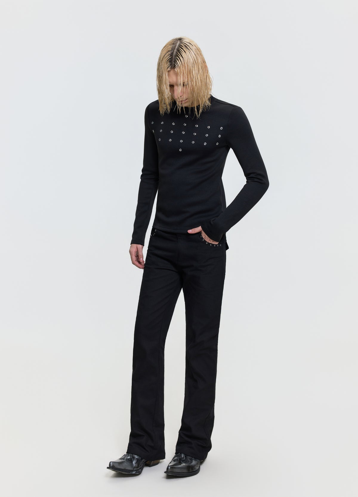 26FW EYELET CRYSTAL TEE
