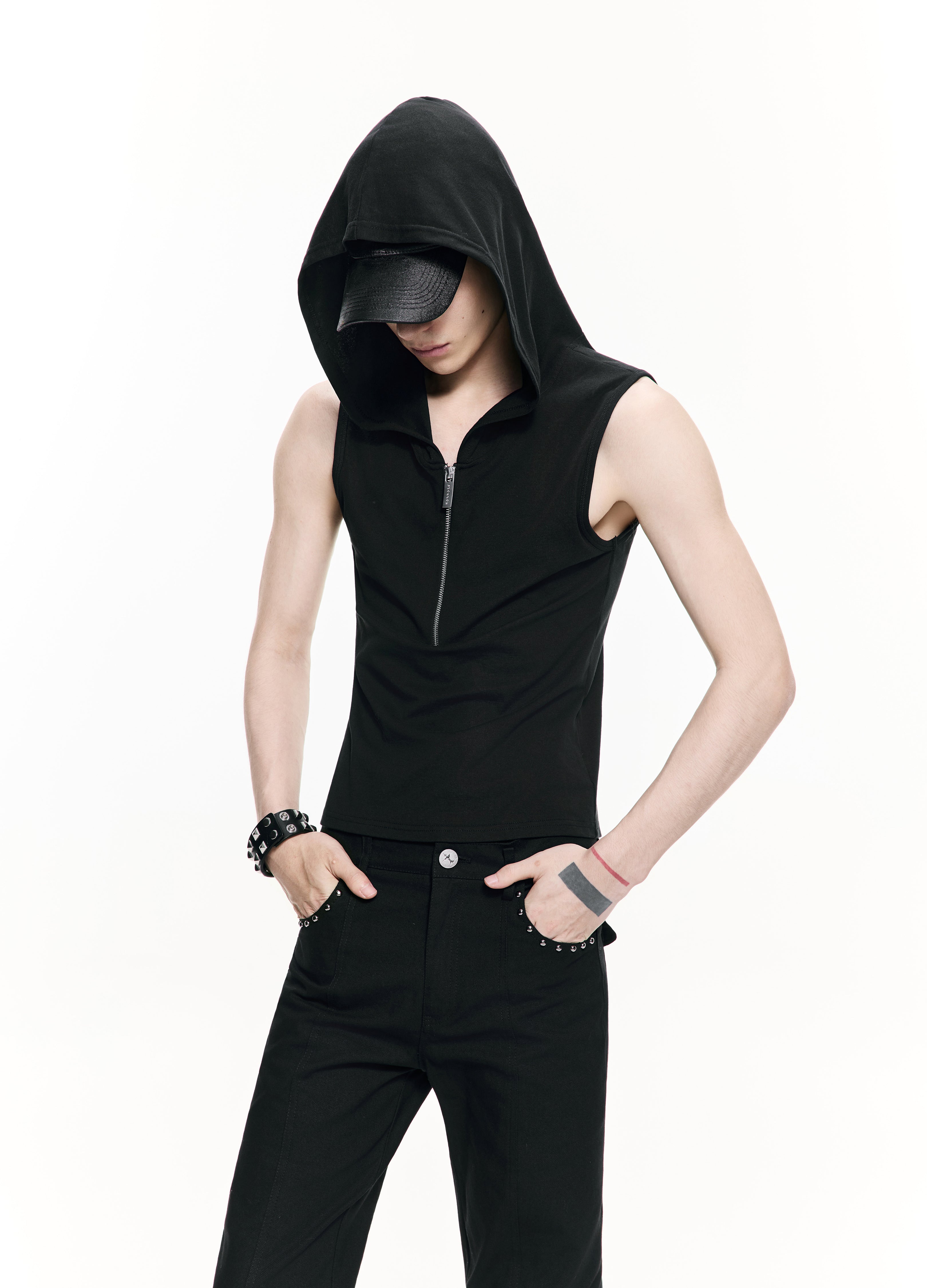 26SS Y2K HALF-ZIP HOODED VEST