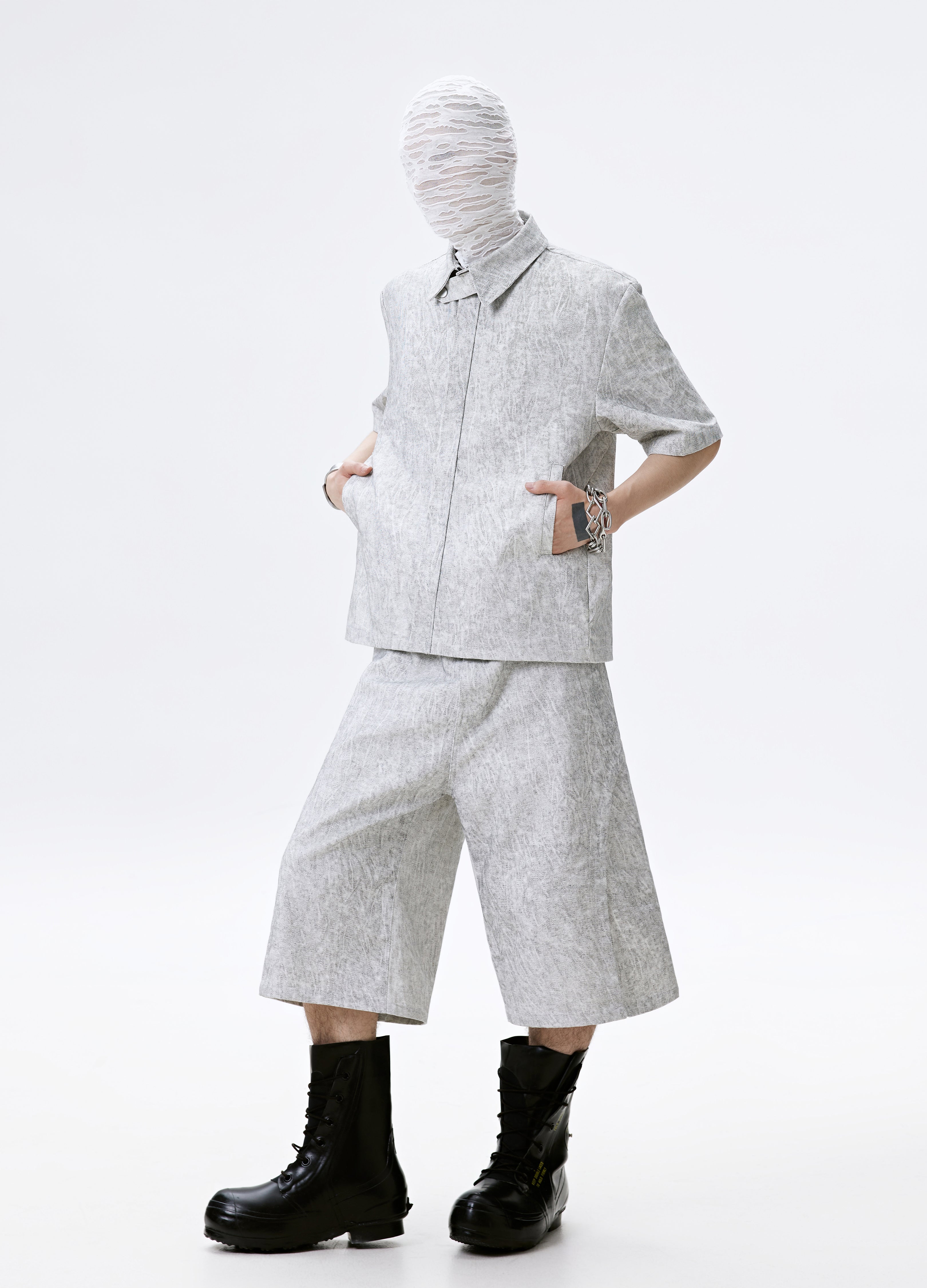 CAMICIA CON ZIP VEIN GRIGIA 25SS