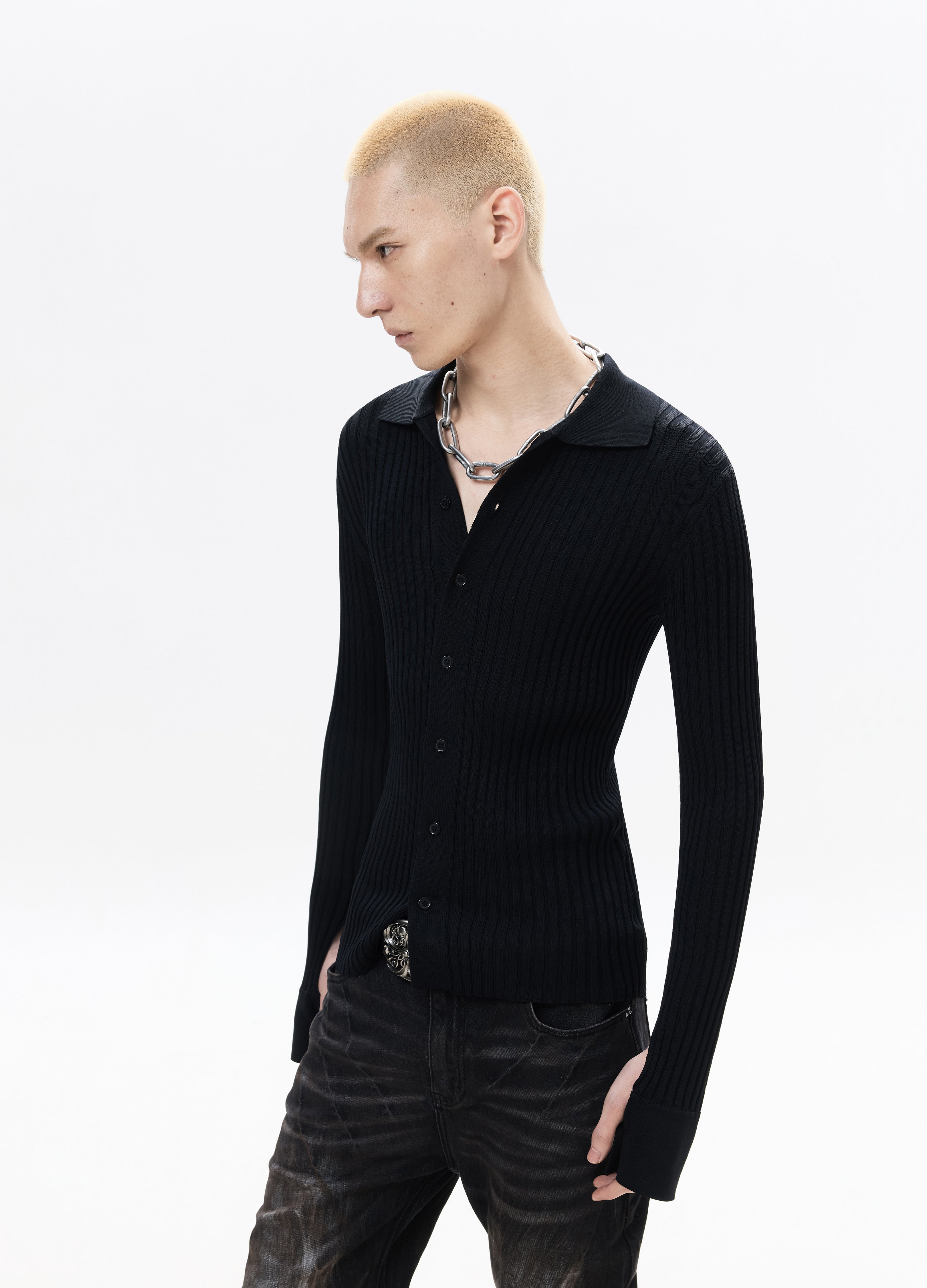 26SS HIGH STRETCH RIBBED KNIT CARDIGAN