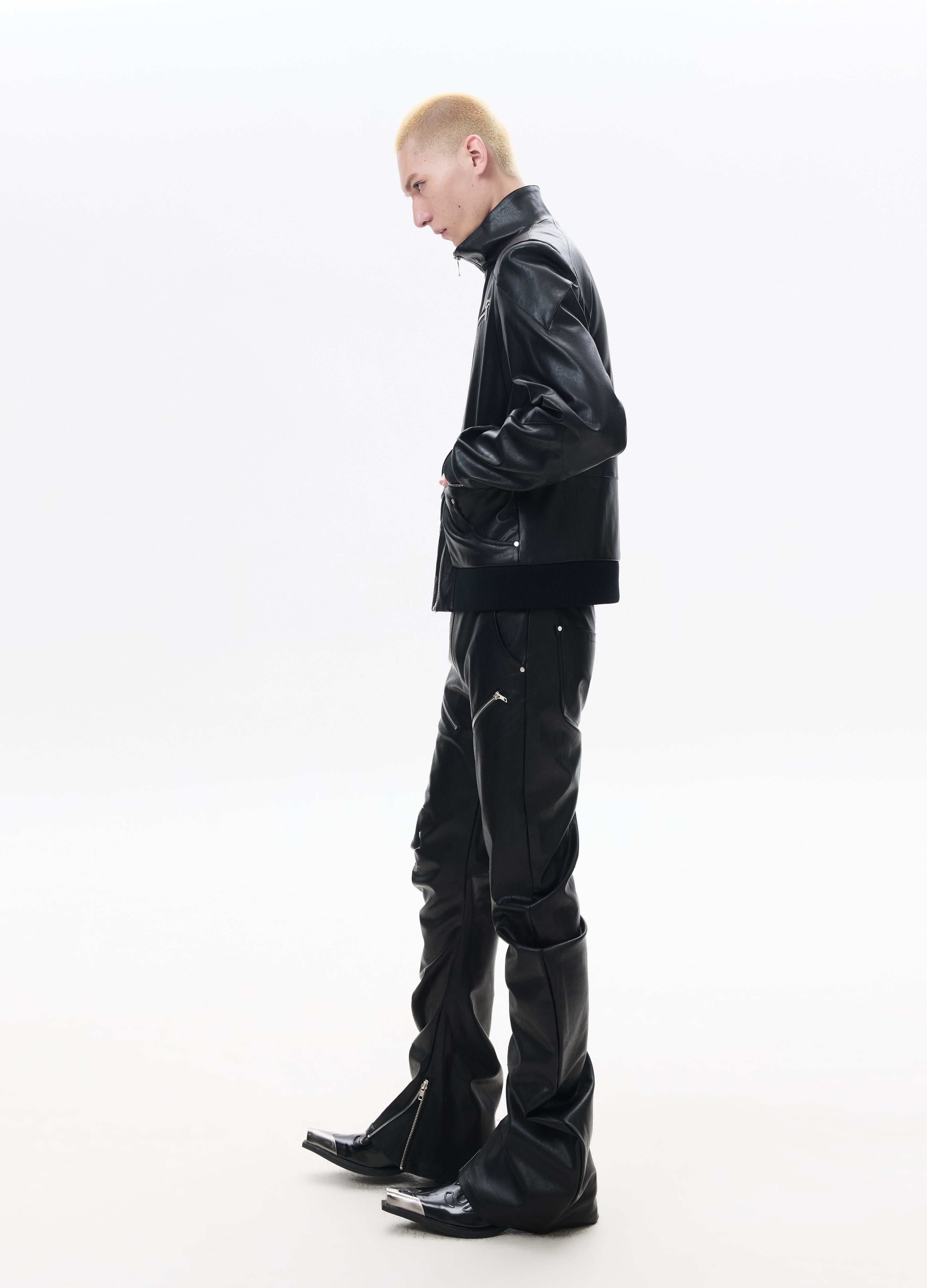 26SS STAND-COLLAR LEATHER JACKET