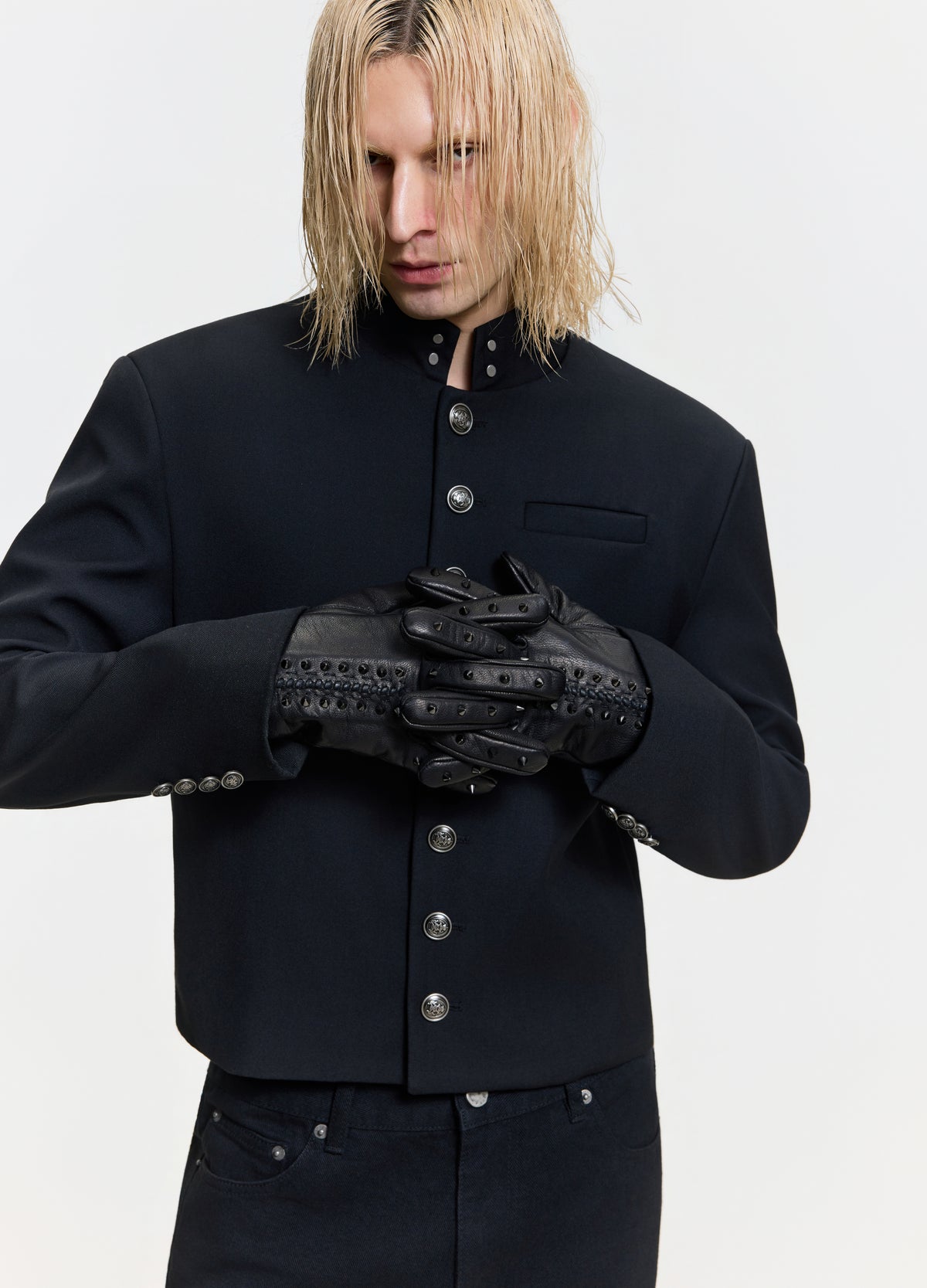 FRKM SCD 26FW black studded long gloves — product view 8