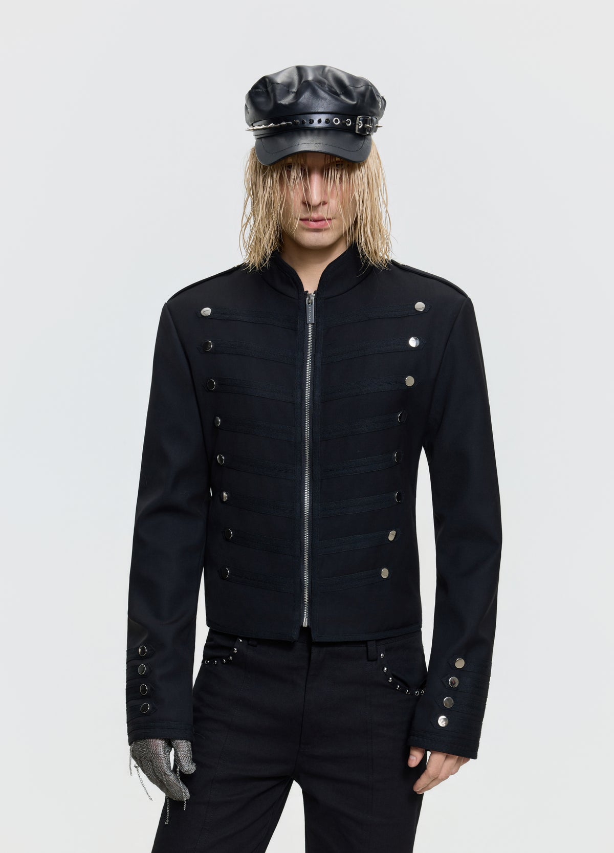 FRKM SCD 26FW Napoleon slim black military jacket — product view 5