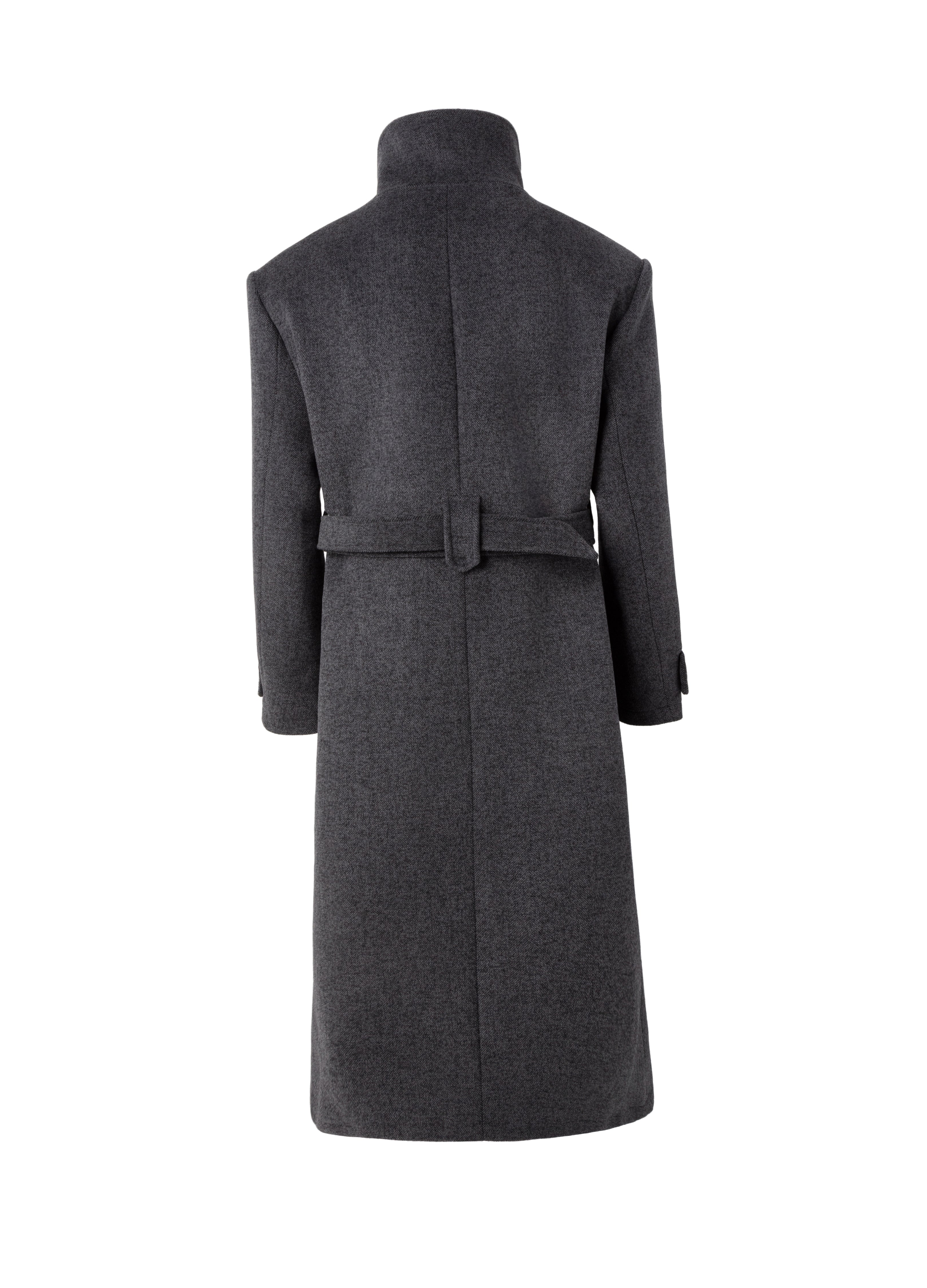 25FW BELTED STRUCTURED WOOL COAT