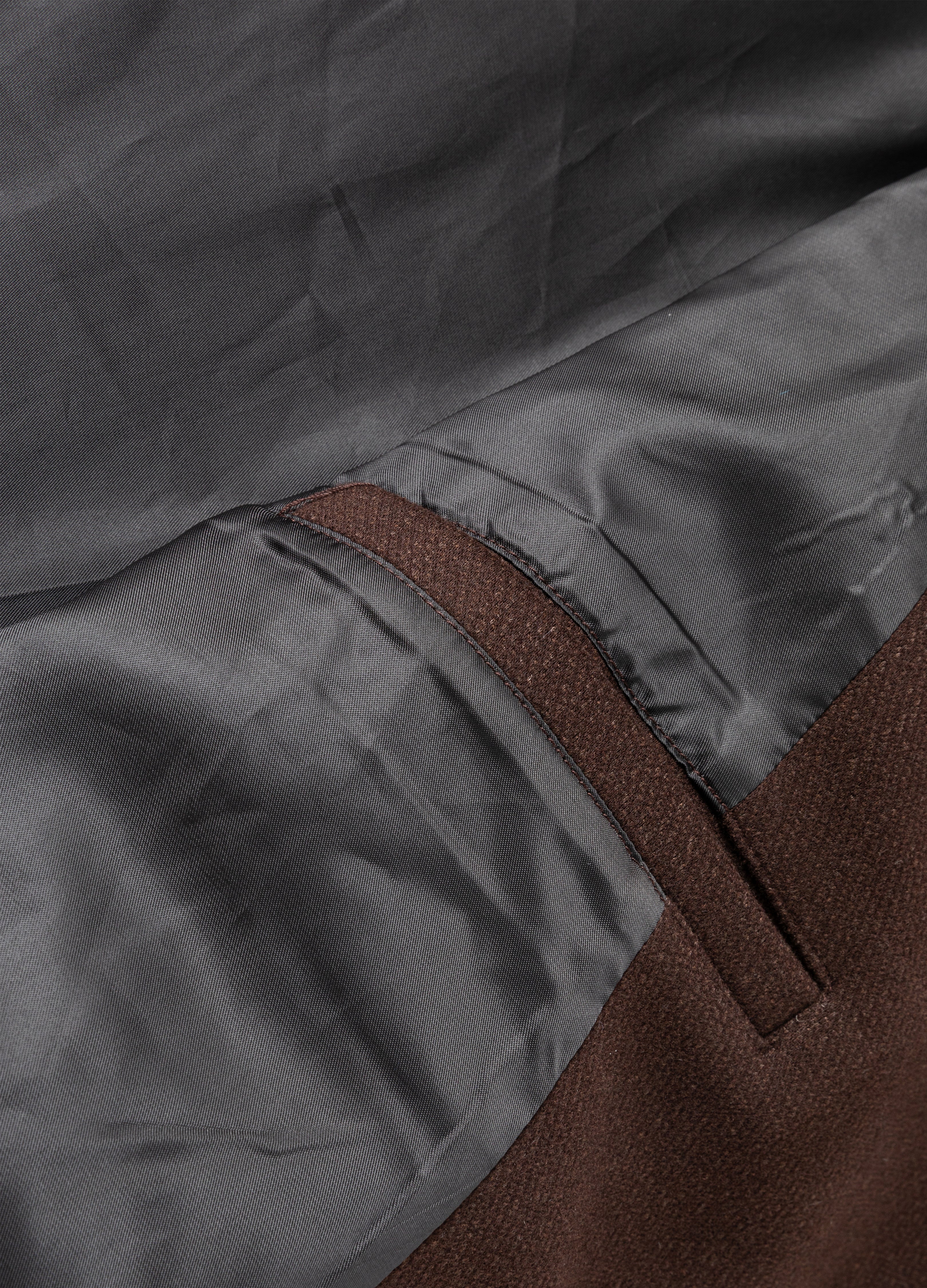 CAPPOTTO ASIMMETRICO IN LANA CASTAGNO 25FW