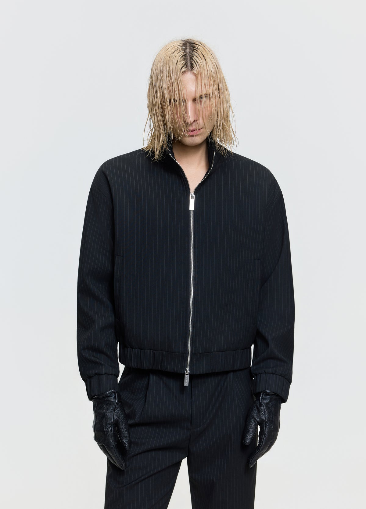 FRKM SCD 26FW black stripe Harrington zip jacket — product view 5